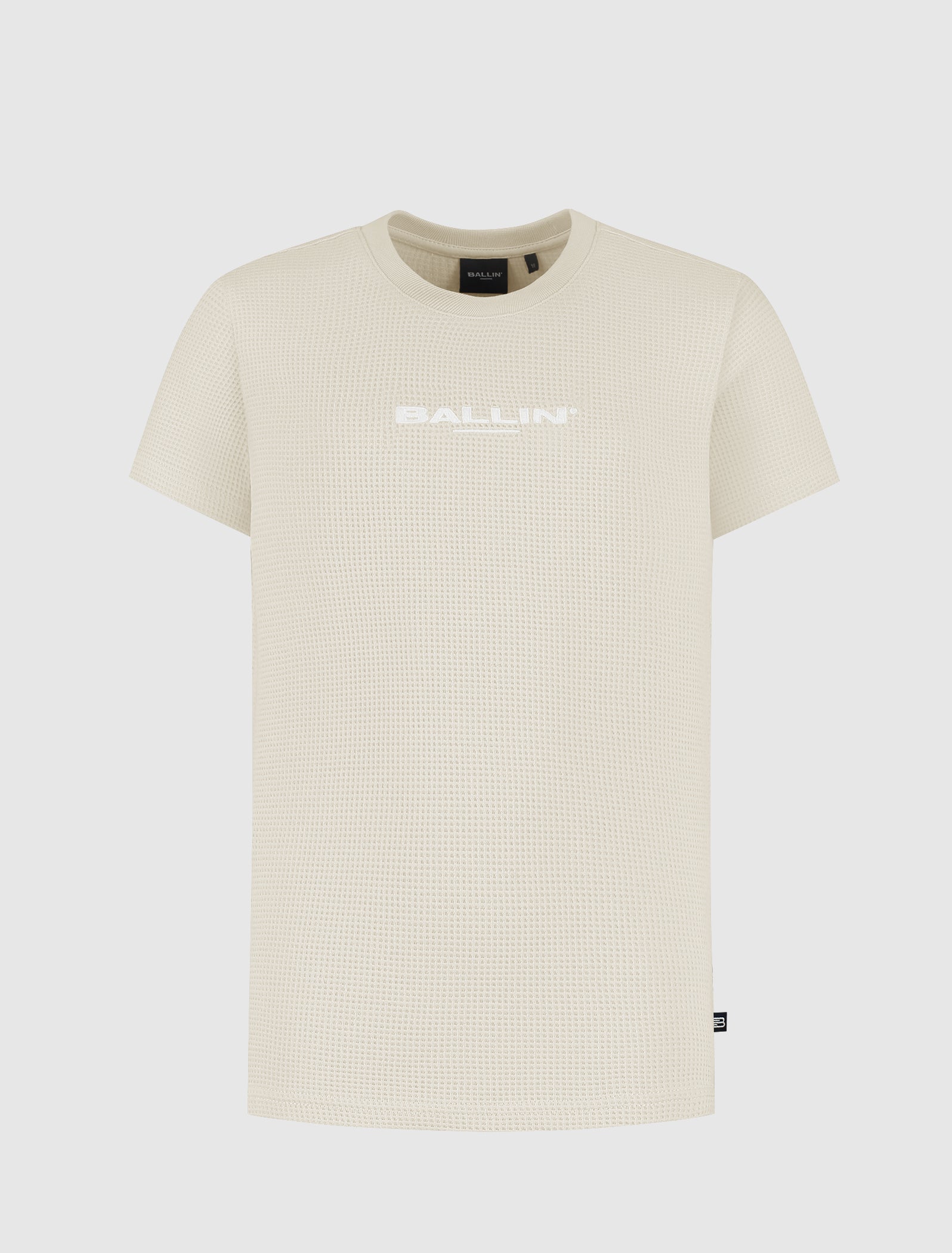 Junior Waffle Embroidery T-shirt | Sand