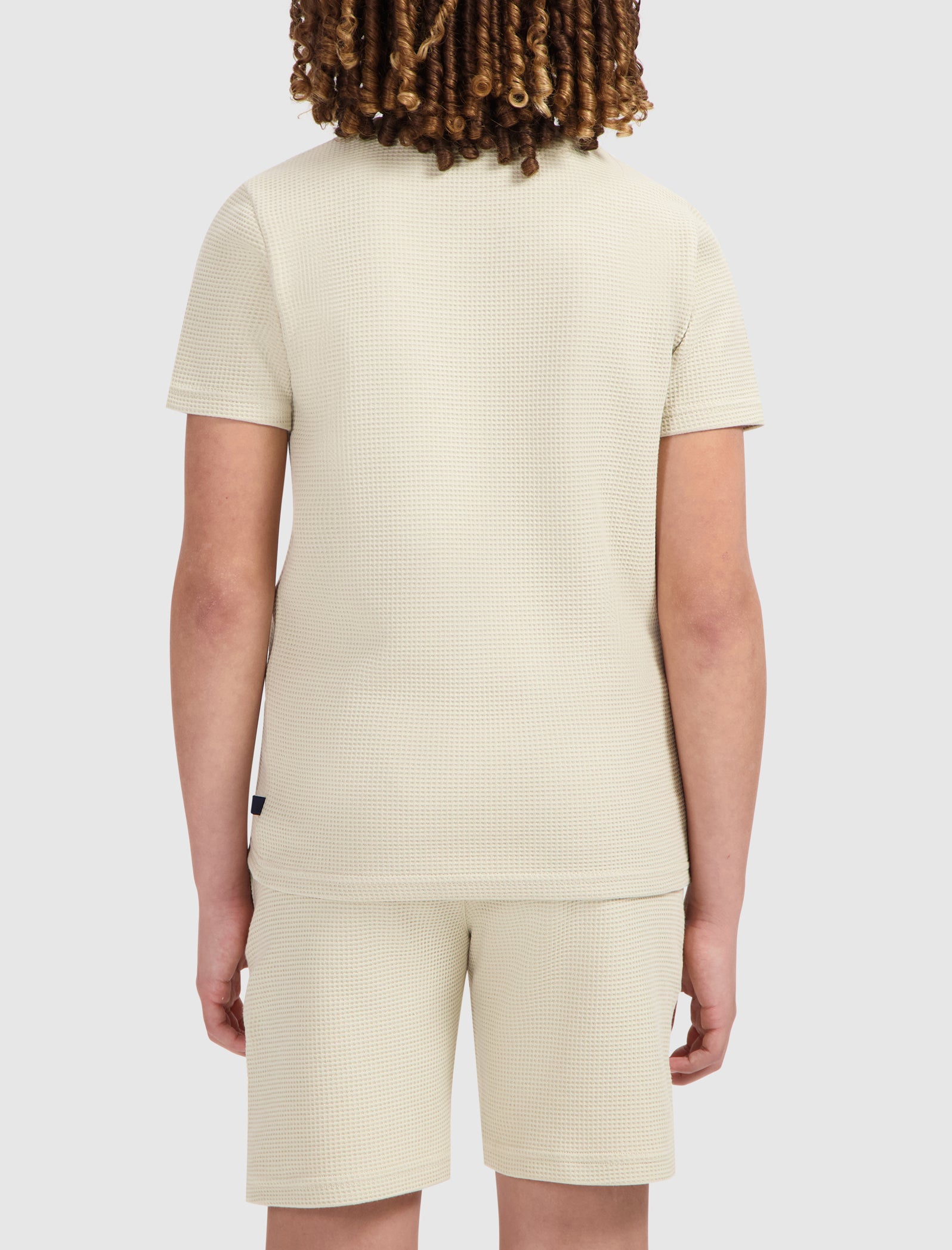 Junior Waffle Embroidery T-shirt | Sand
