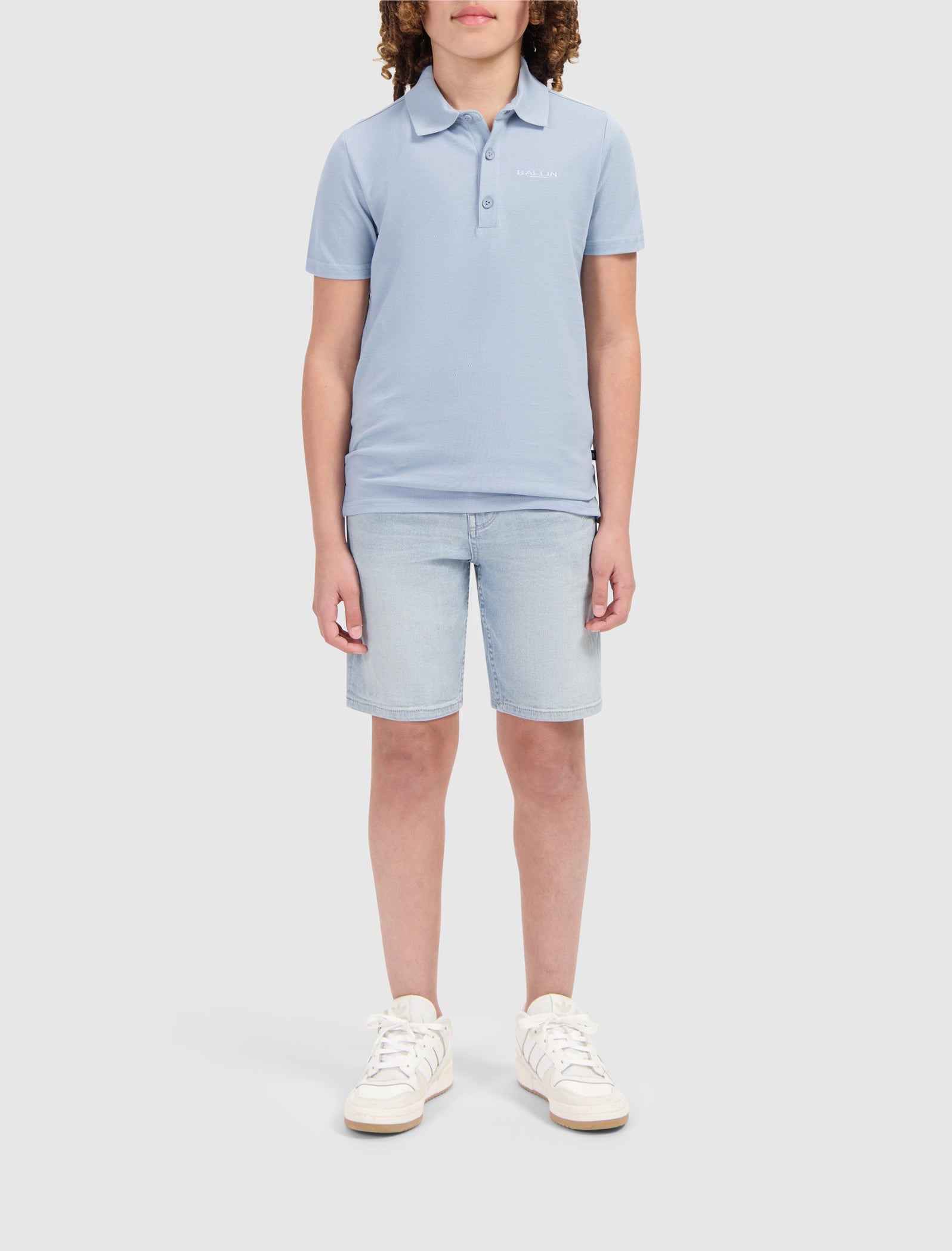 Junior Piqué Logo Polo | Blue Grey