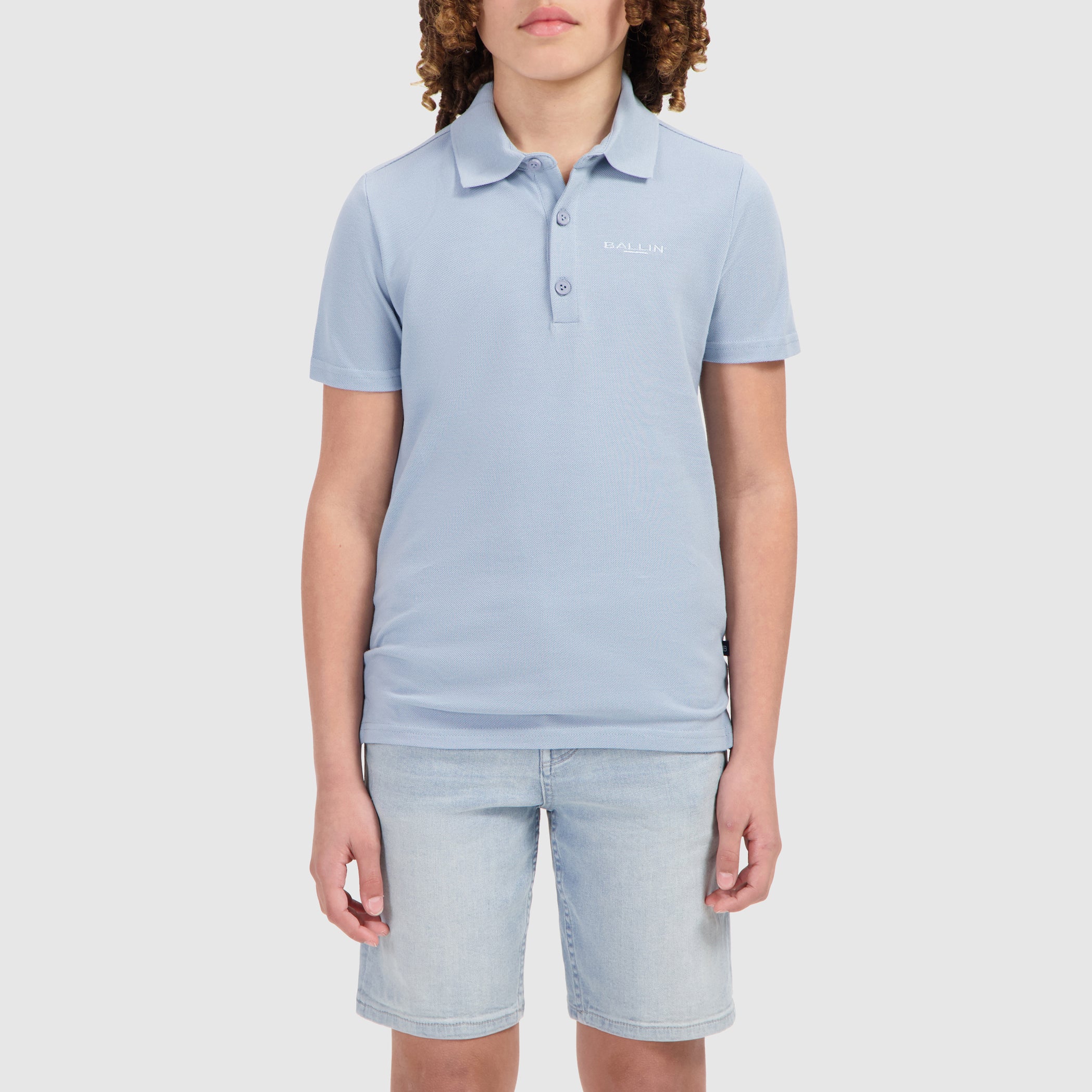 Junior Piqué Logo Polo | Blue Grey