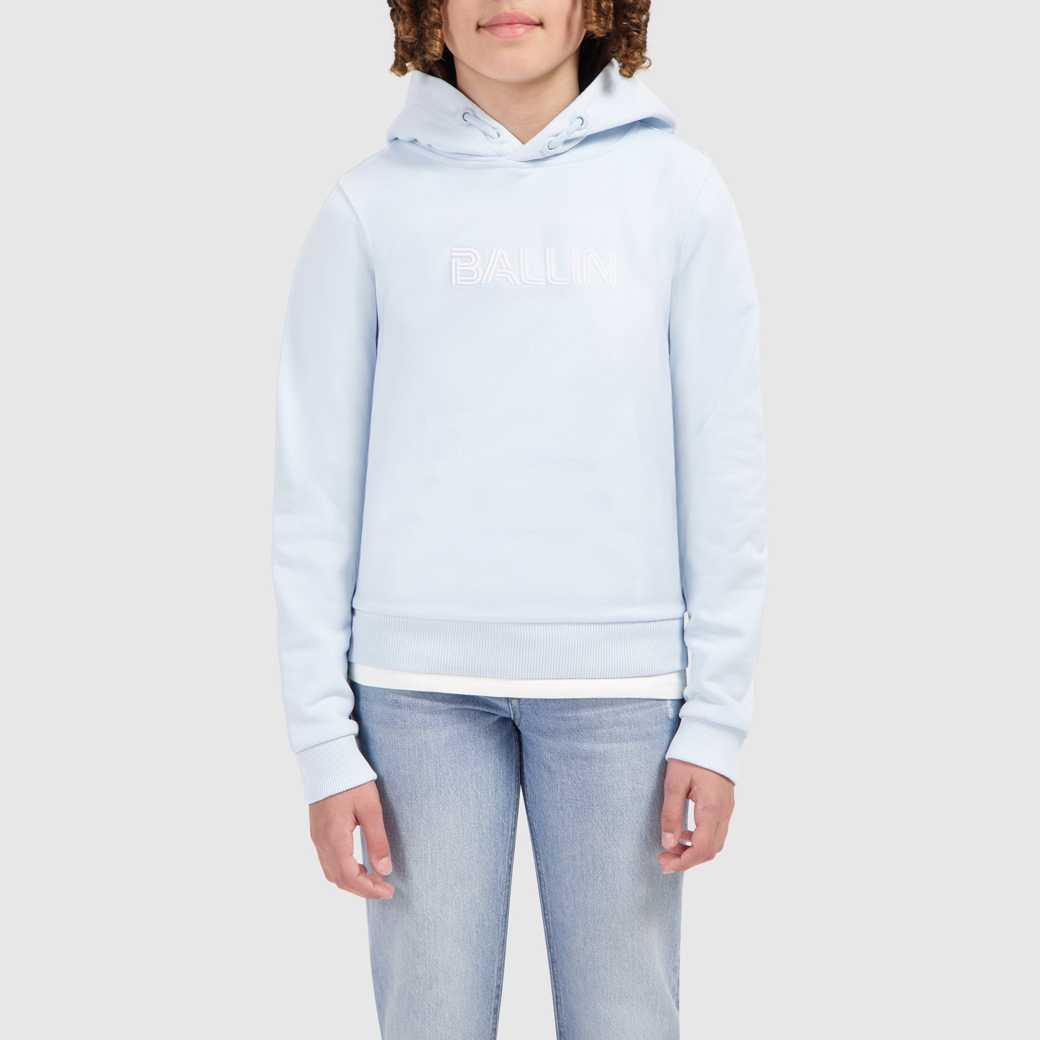 Junior Dual Line Logo Hoodie | Light Blue
