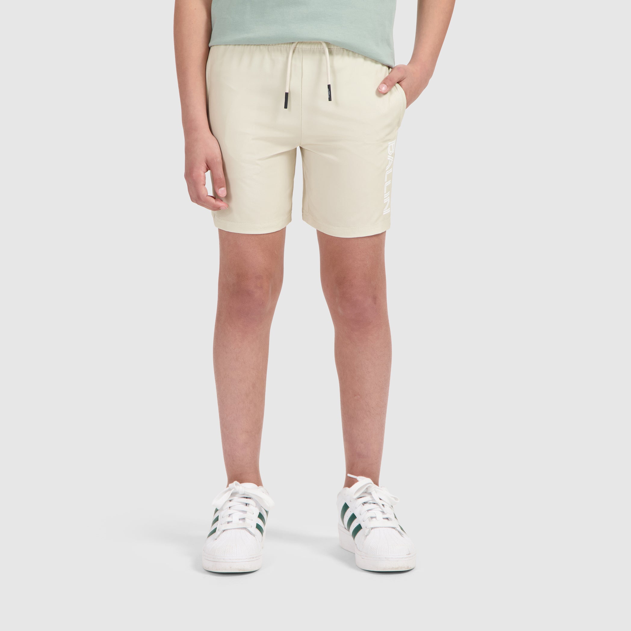 Junior Dual Line Logo Swim Shorts | Sand