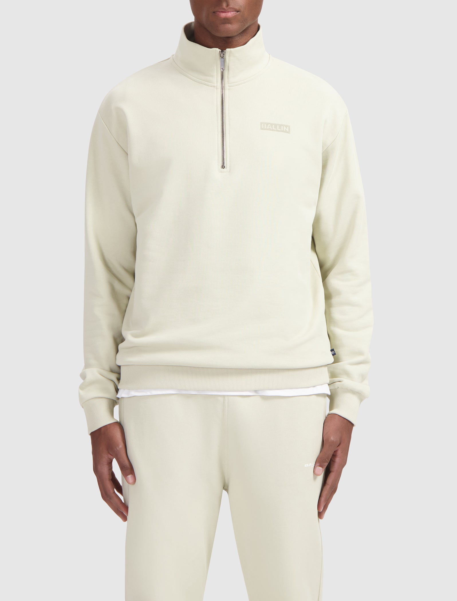 Box Logo Half-zip Sweater | Sand