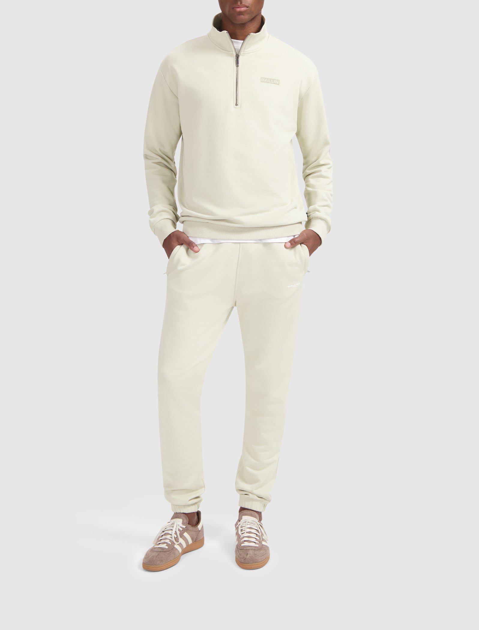 Box Logo Half-zip Sweater | Sand