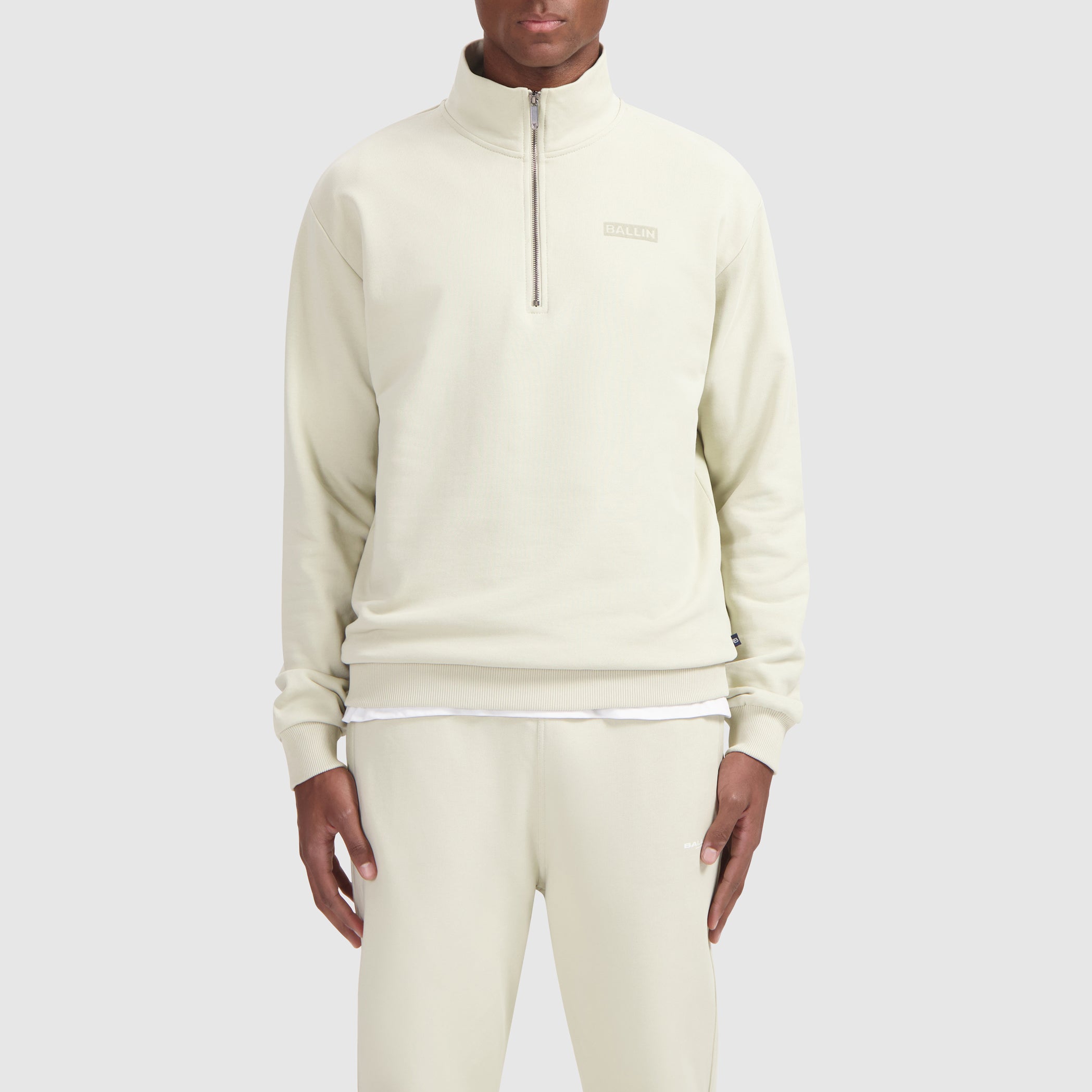 Box Logo Half-zip Sweater | Sand