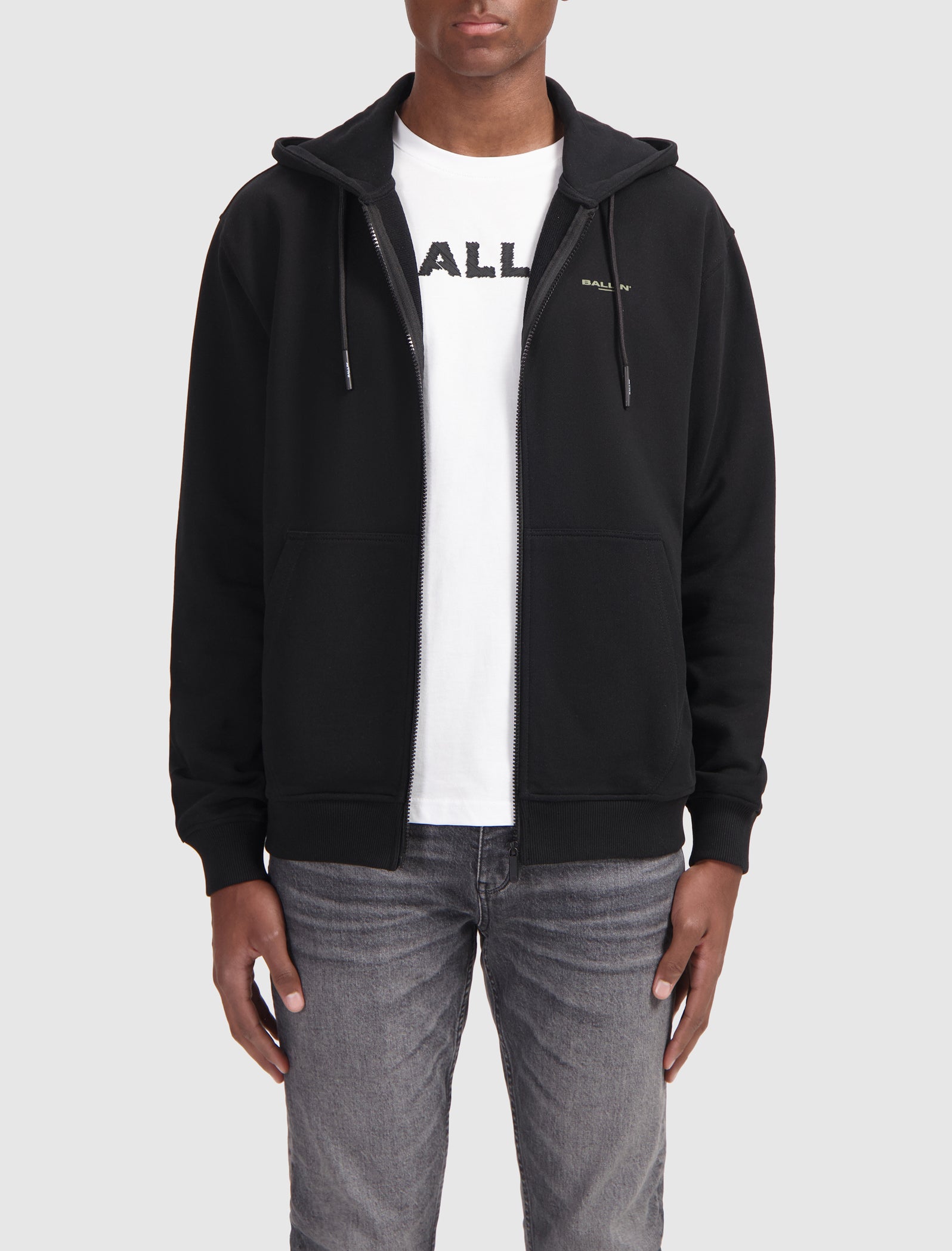 Grunge Logo Full-zip Hoodie | Black