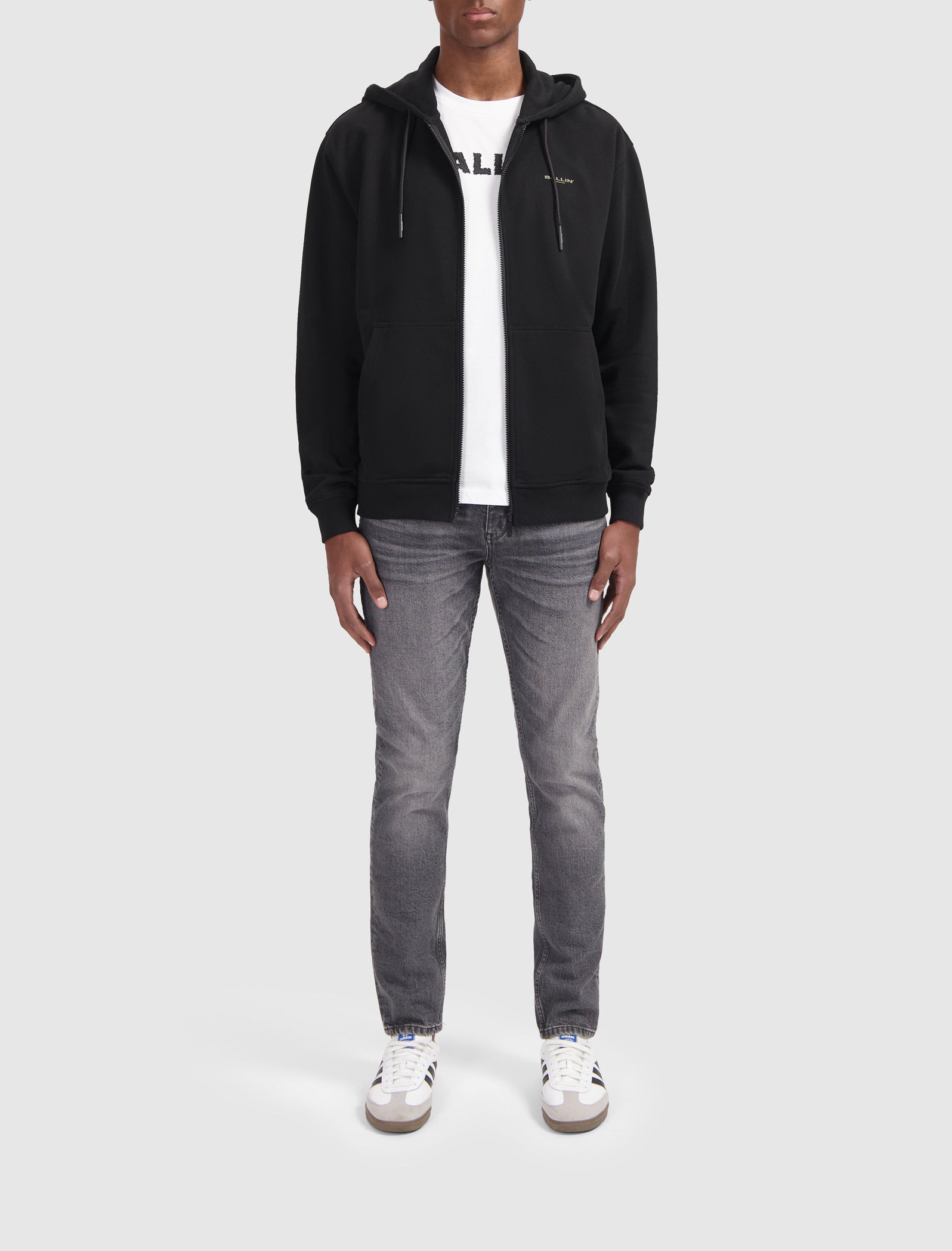 Grunge Logo Full-zip Hoodie | Black