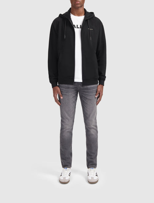Grunge Logo Full-zip Hoodie | Black