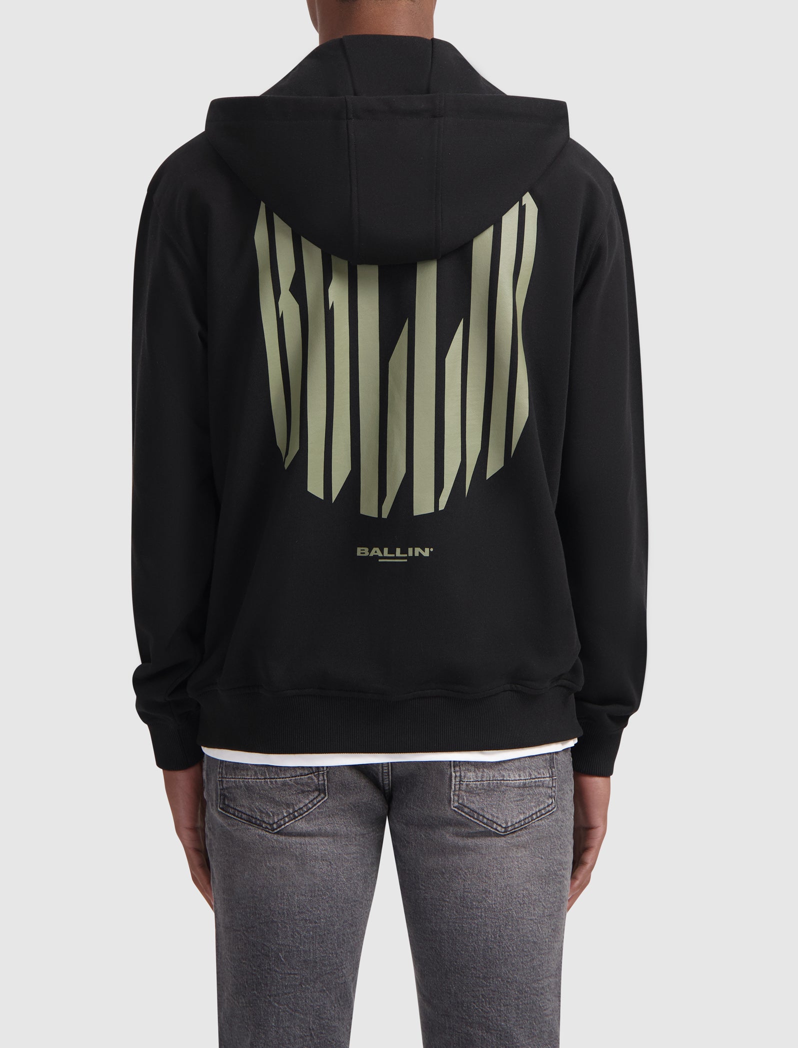 Grunge Logo Full-zip Hoodie | Black