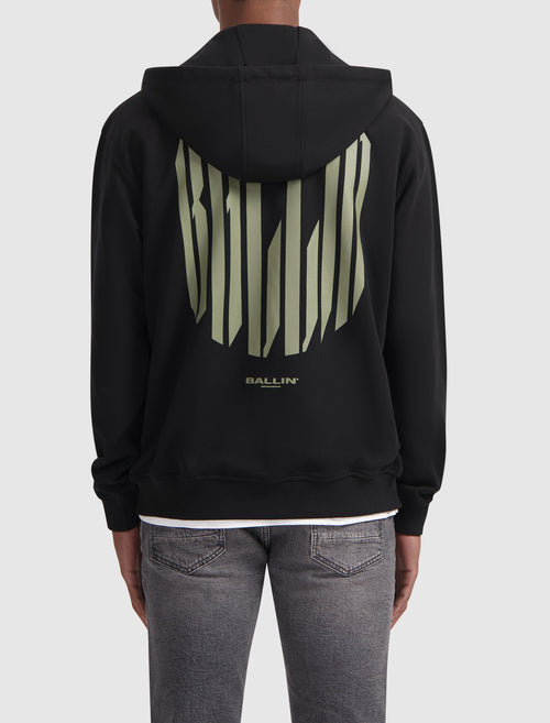 Grunge Logo Full-zip Hoodie | Black