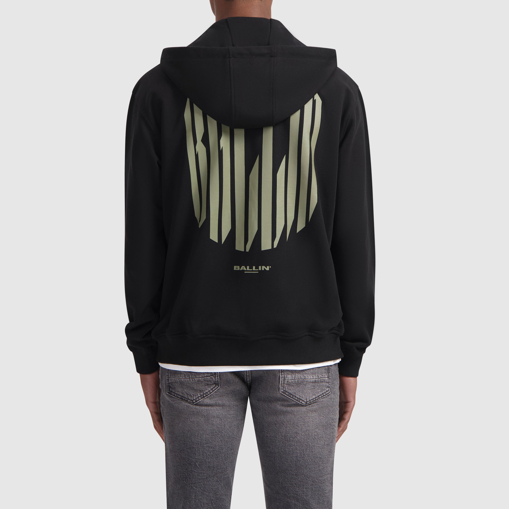 Grunge Logo Full-zip Hoodie | Black
