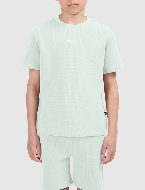 Junior Waffle Embroidery T-shirt | Light Green