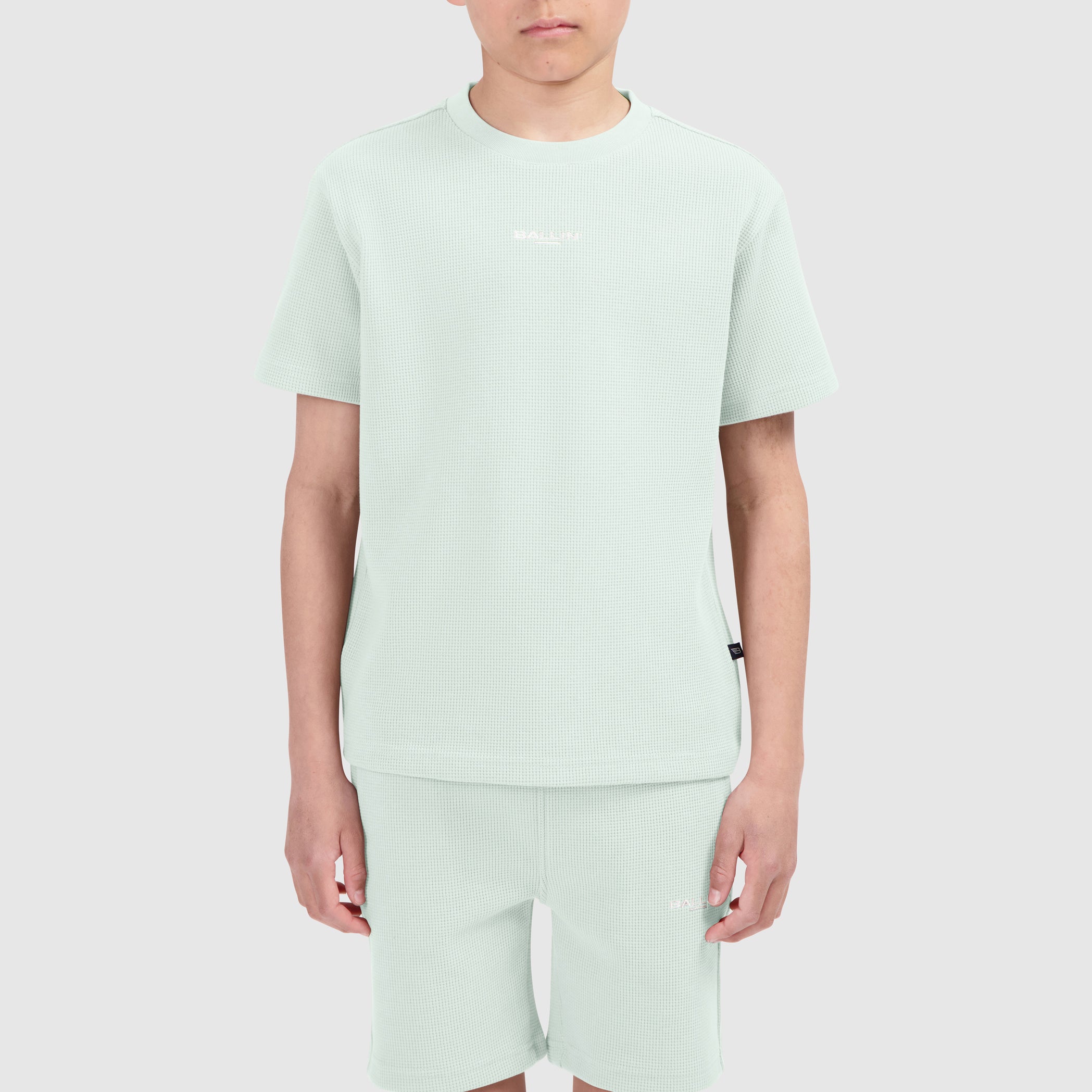 Junior Waffle Embroidery T-shirt | Light Green