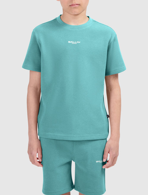 Junior Waffle Embroidery T-shirt | Emerald