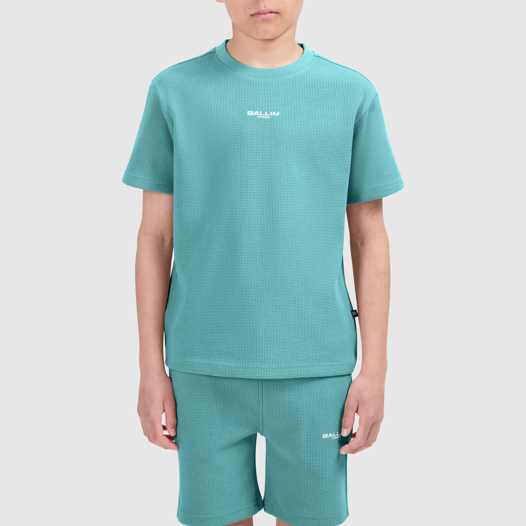 Junior Waffle Embroidery T-shirt | Emerald