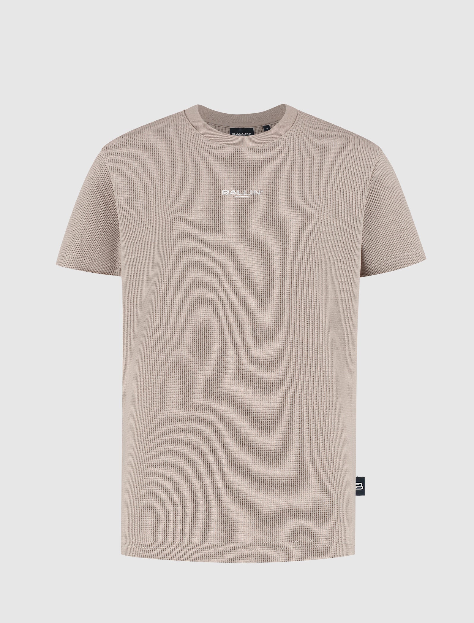 Junior Waffle Embroidery T-shirt | Taupe