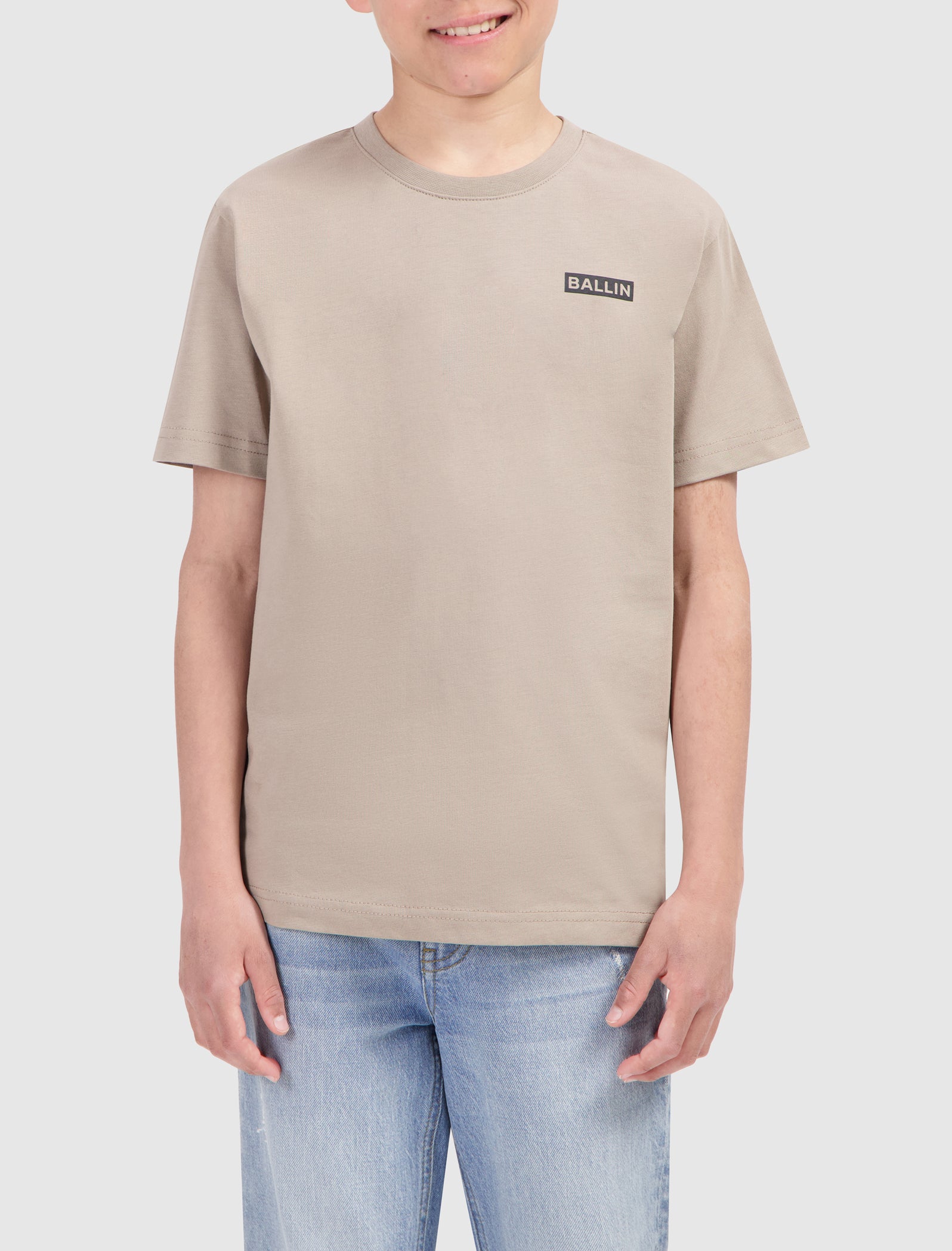 Junior Box Logo Initial T-shirt | Taupe