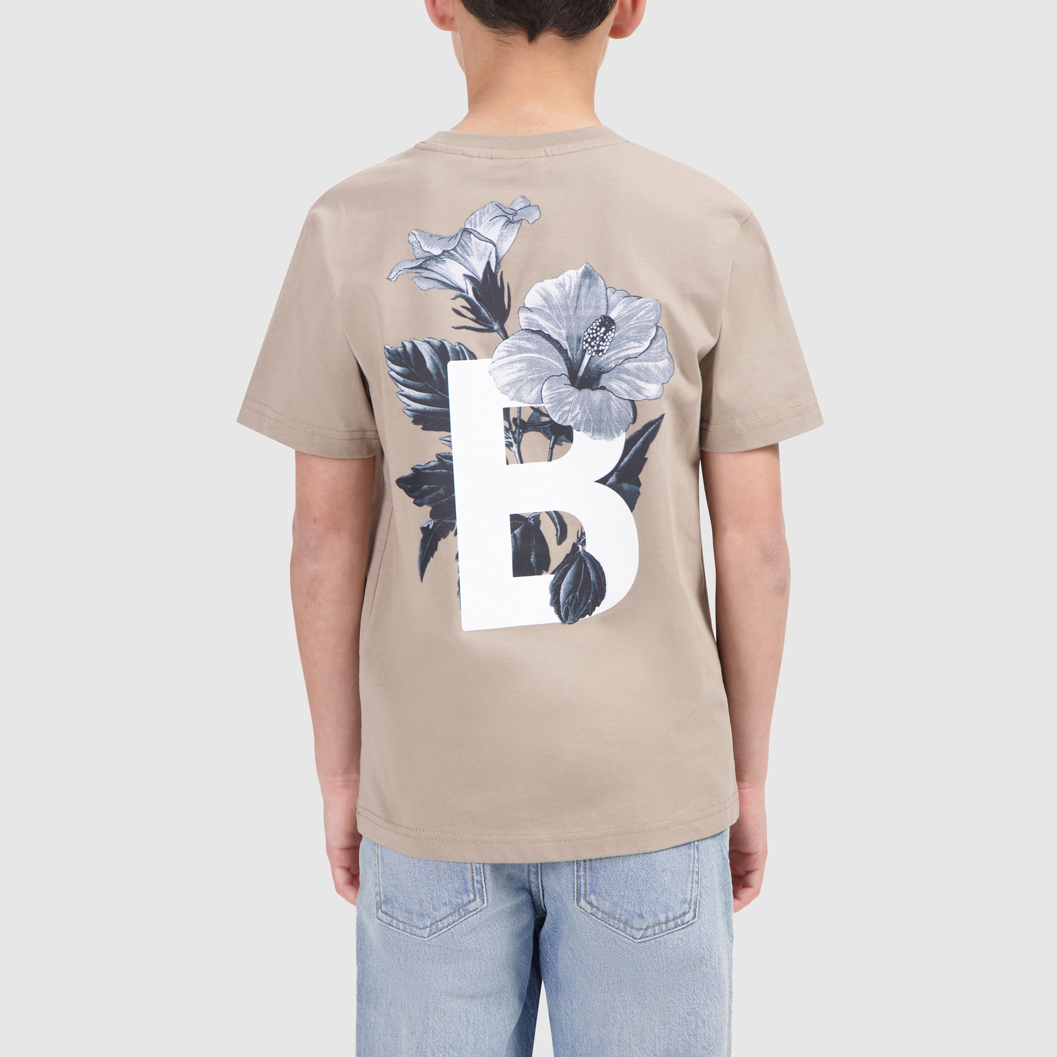 Junior Box Logo Initial T-shirt | Taupe