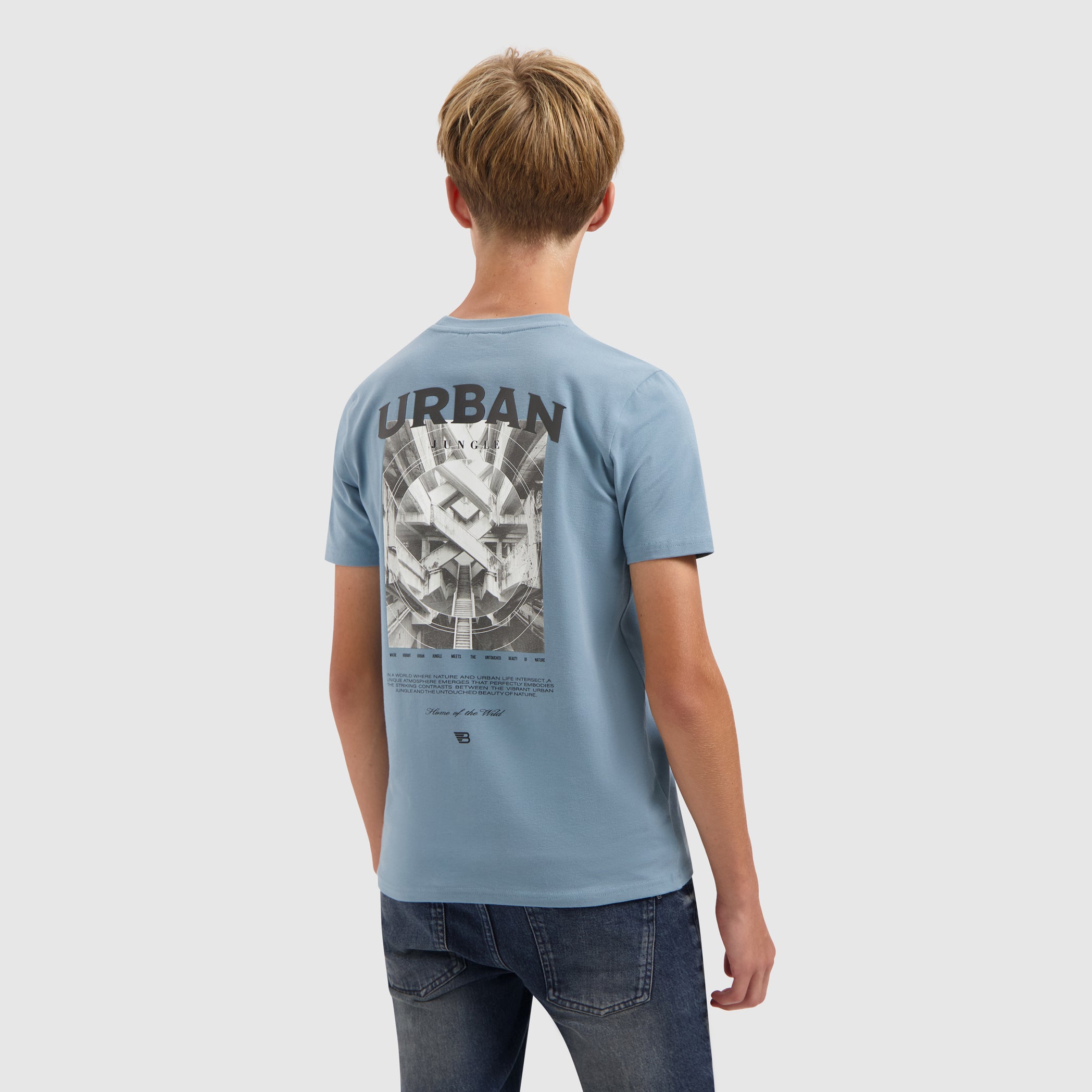 Junior Urban Jungle T-shirt | Mid Blue Grey