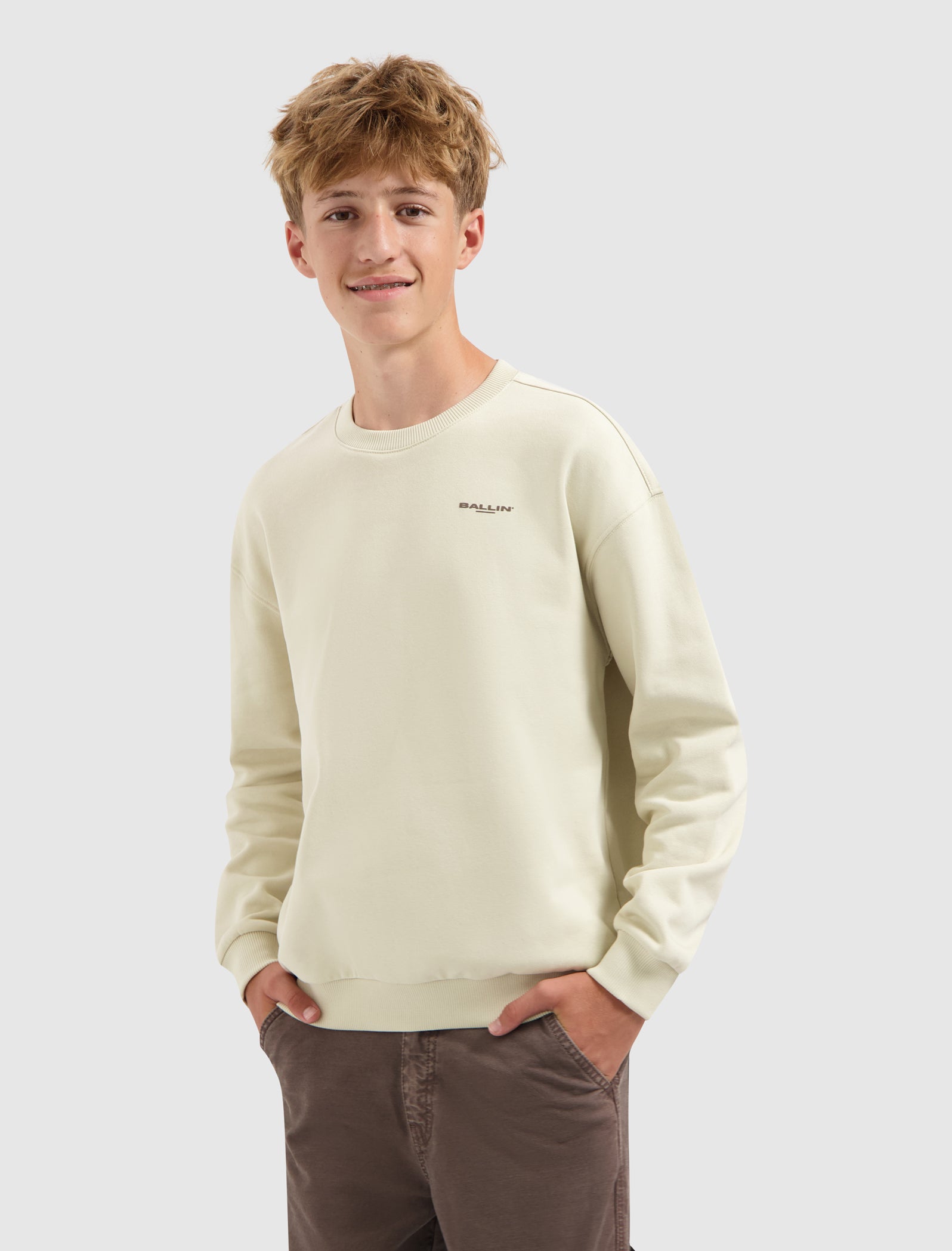 Junior Zig Zag Logo Sweater | Sand