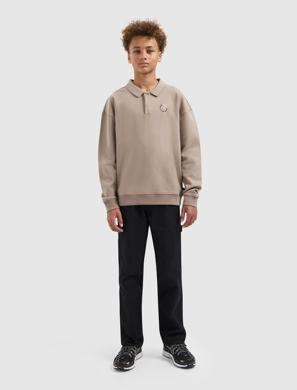 Junior Circle logo Polo Sweater | Taupe
