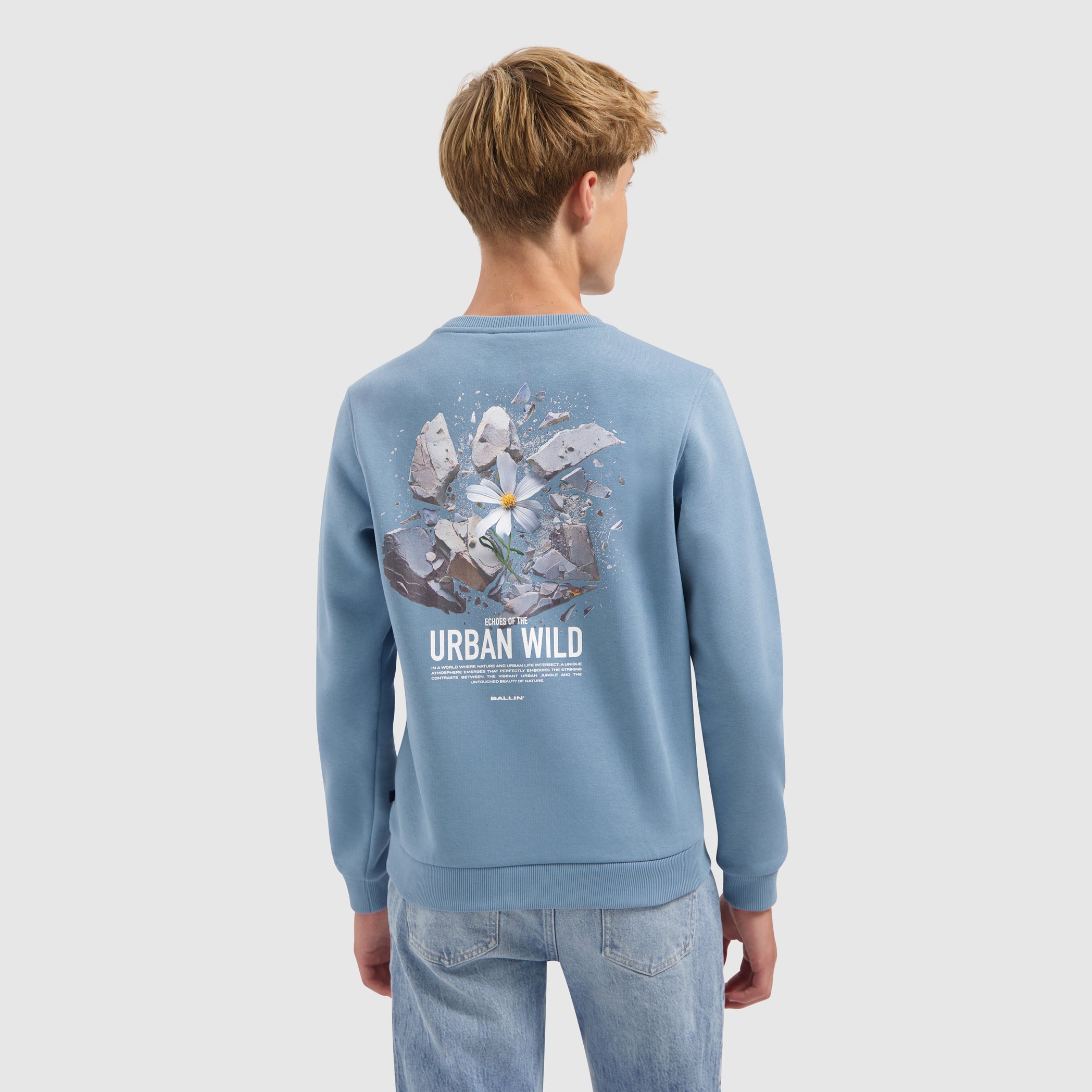 Junior Urban Wild Explosion Sweater | Mid Blue Grey