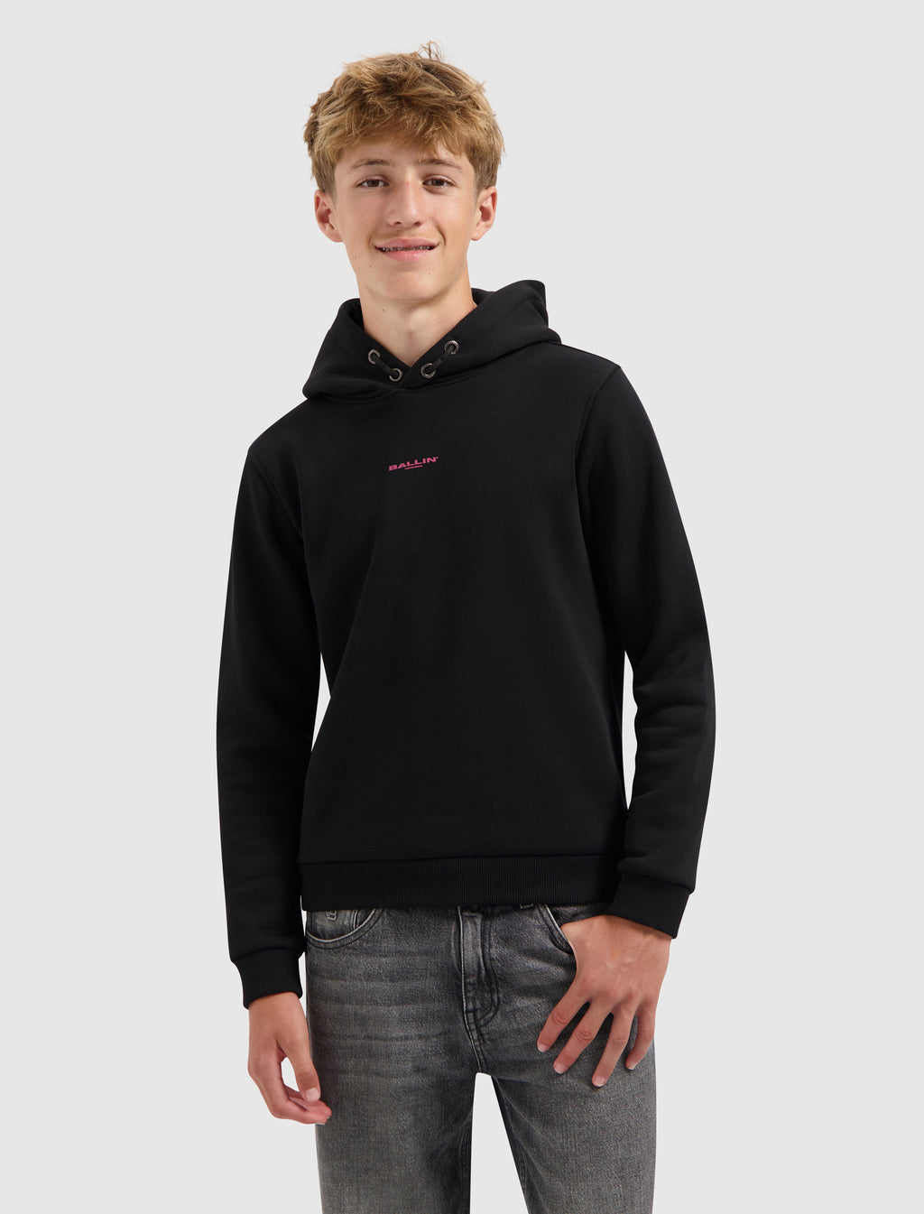 Junior Stacked Logo Hoodie | Black