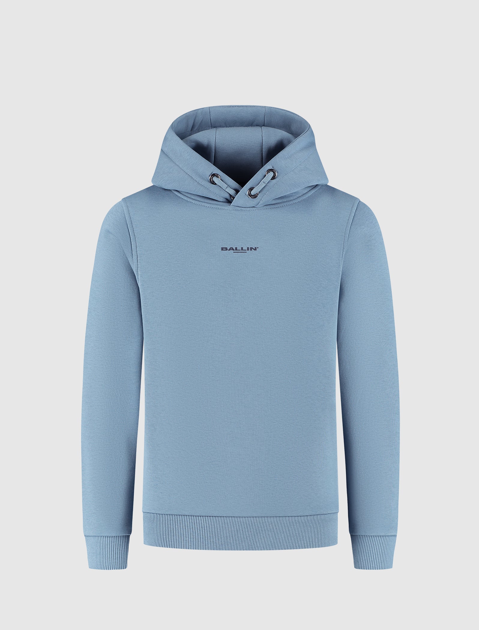 Junior Stacked Logo Hoodie | Mid Blue Grey