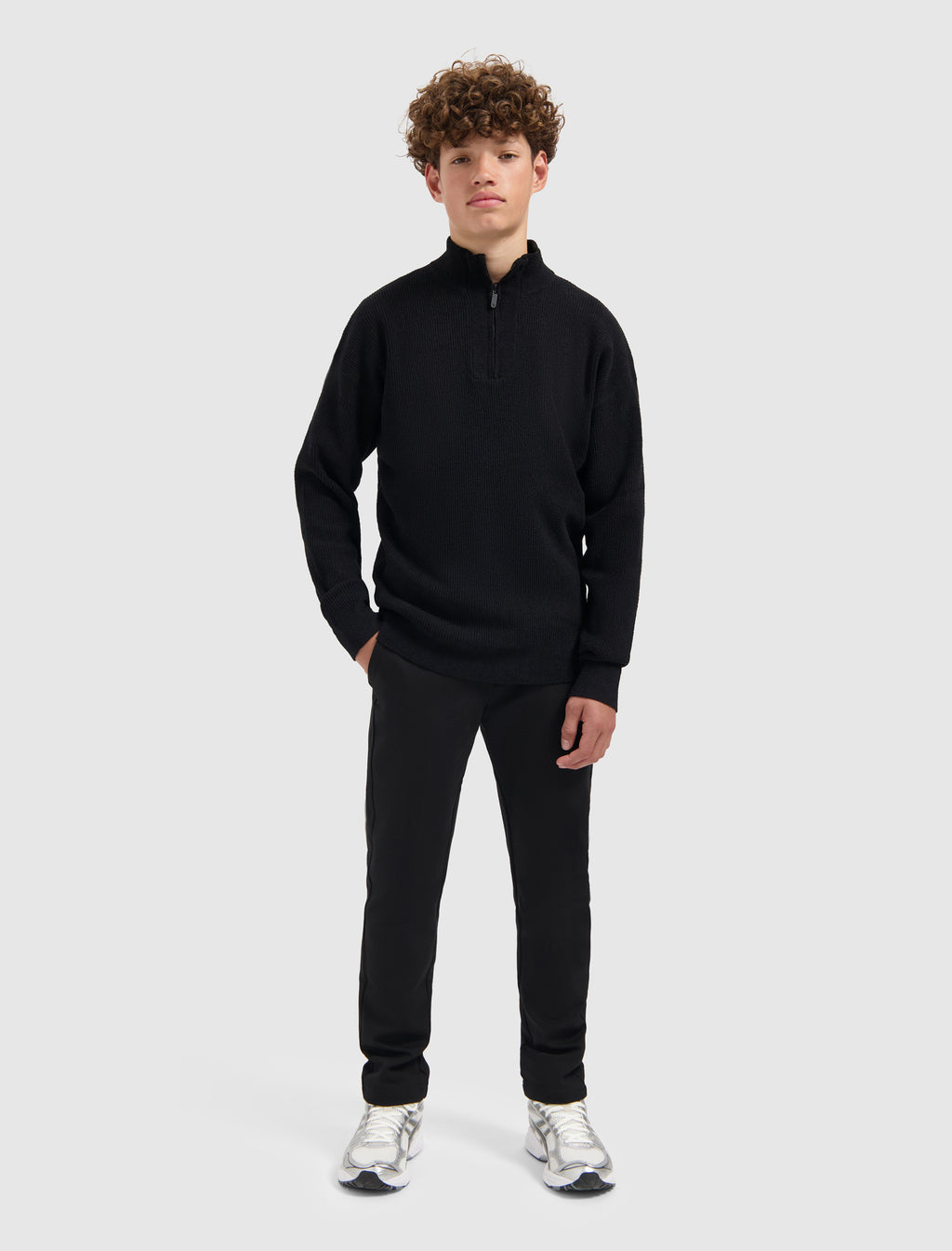 Junior Chenille Half-zip Knit Sweater | Black