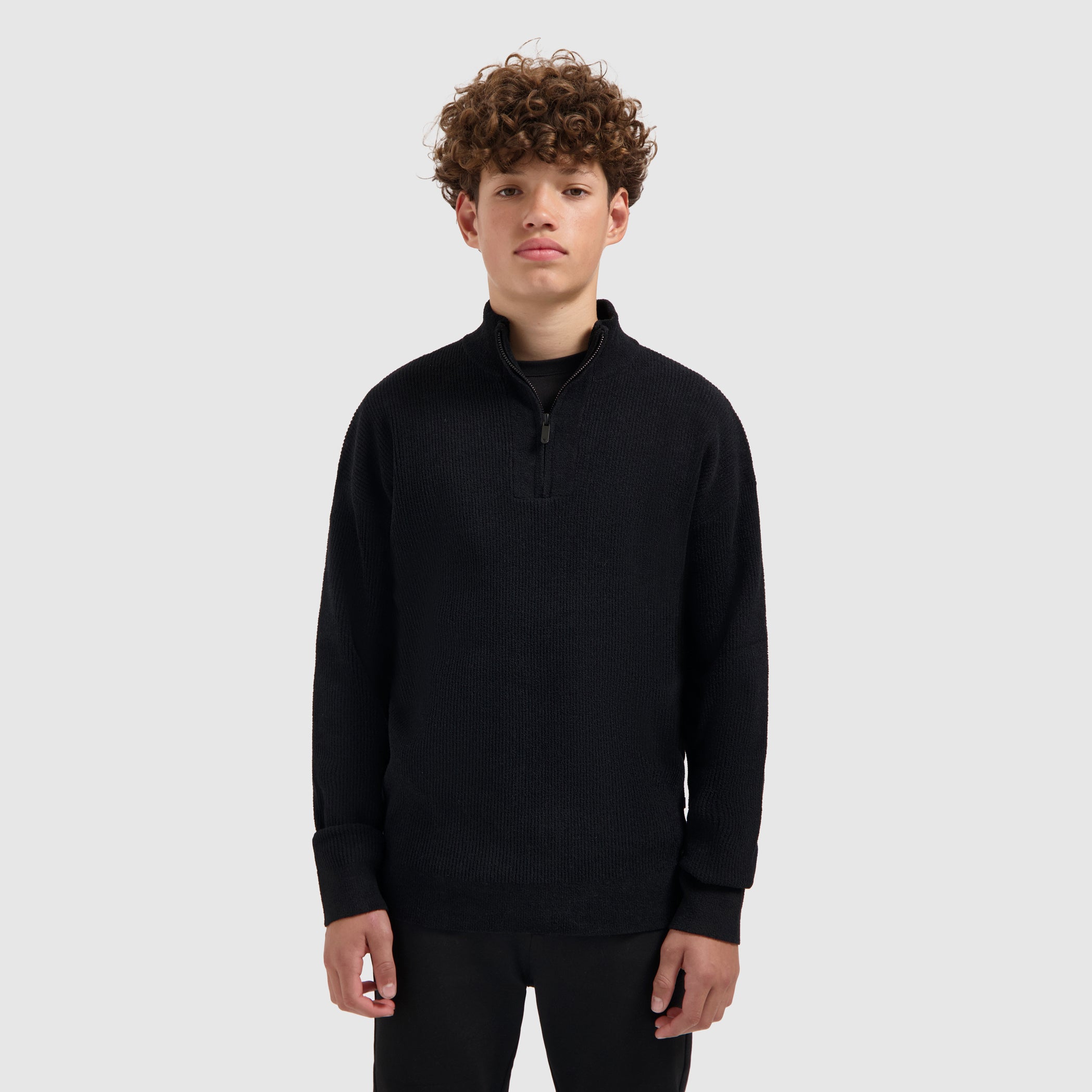Junior Chenille Half-zip Knit Sweater | Black