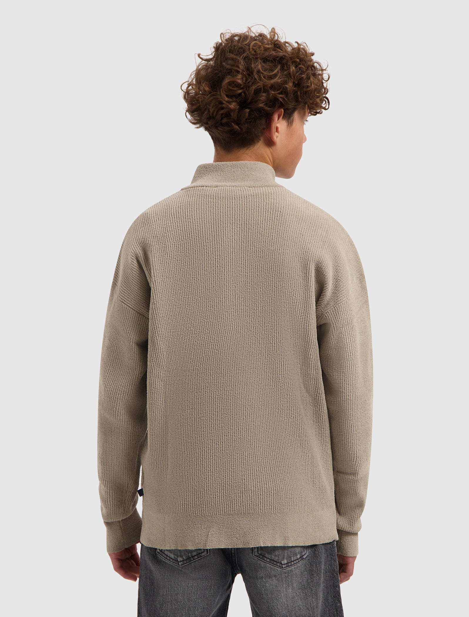 Junior Chenille Half-zip Knit Sweater | Taupe