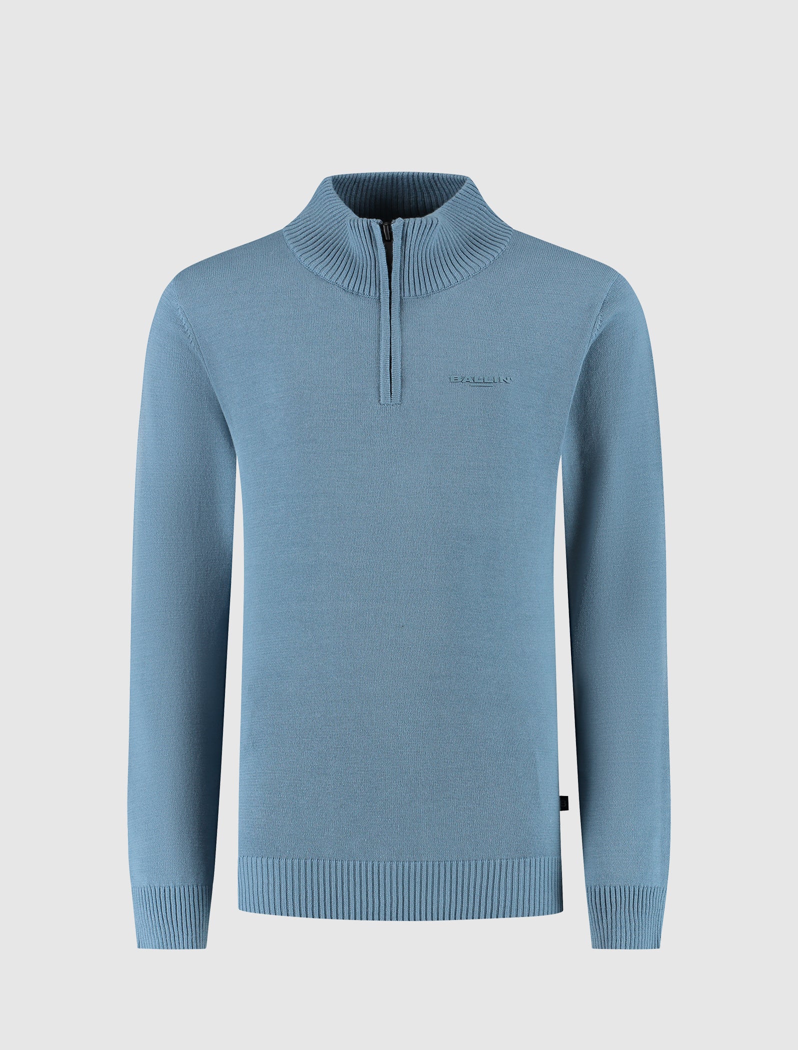Junior Half-zip Knit Sweater | Mid Blue Grey