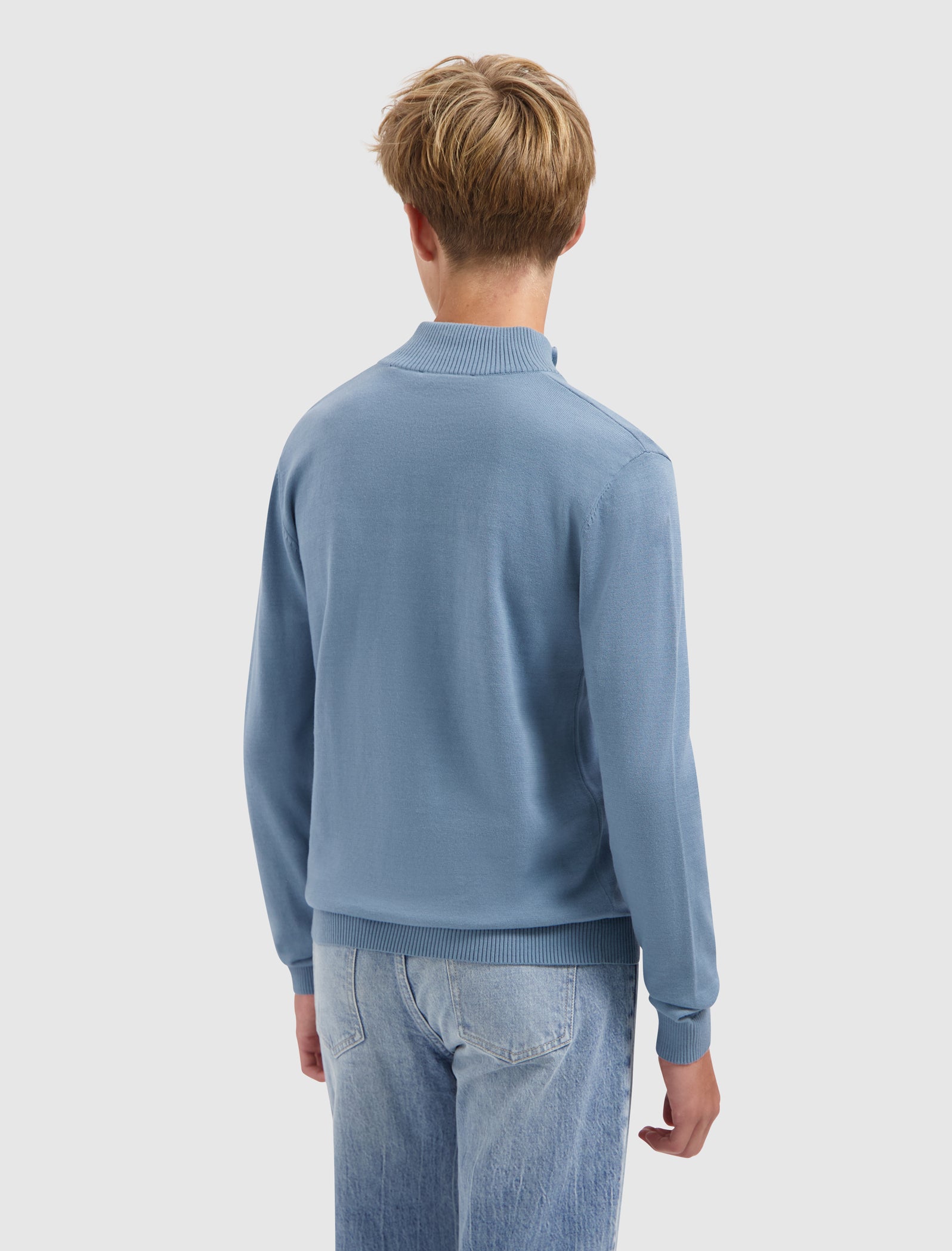 Junior Half-zip Knit Sweater | Mid Blue Grey