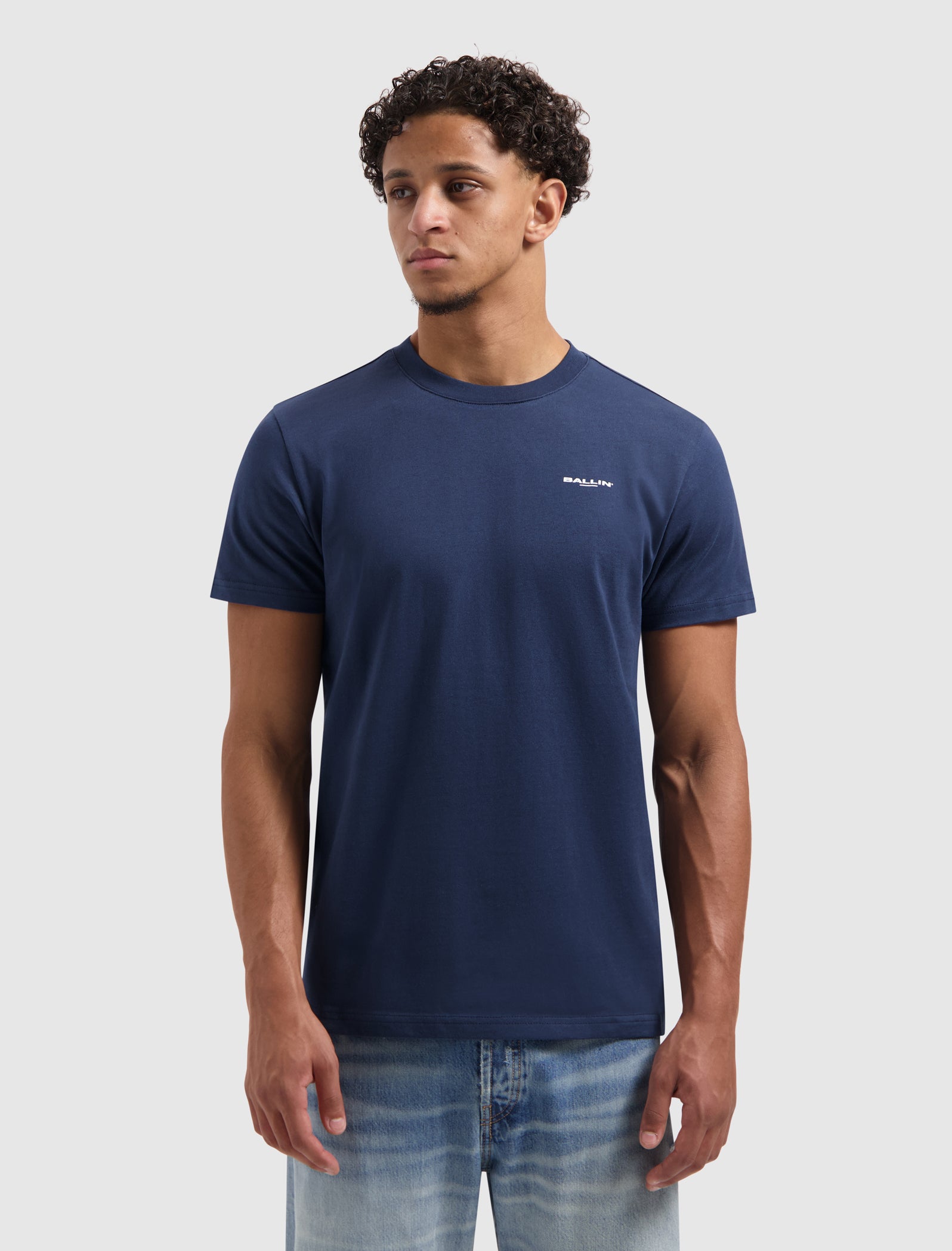 Stacked Outline Logo T-shirt | Navy
