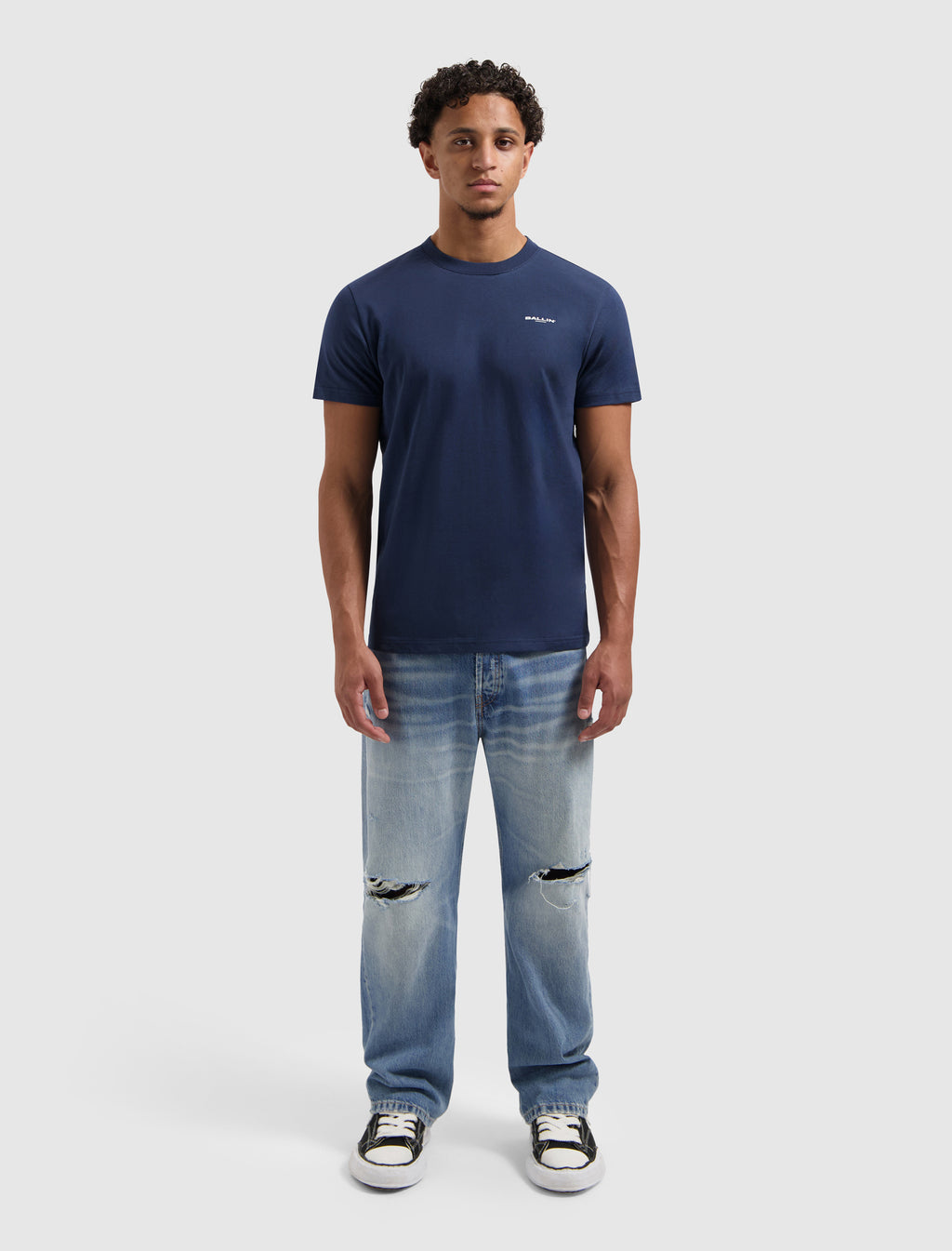 Stacked Outline Logo T-shirt | Navy