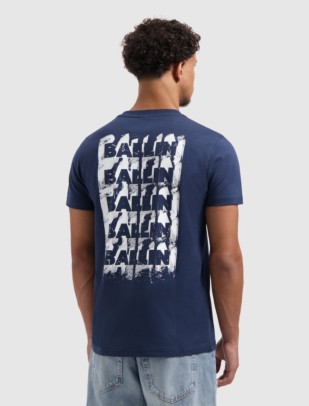 Stacked Outline Logo T-shirt | Navy