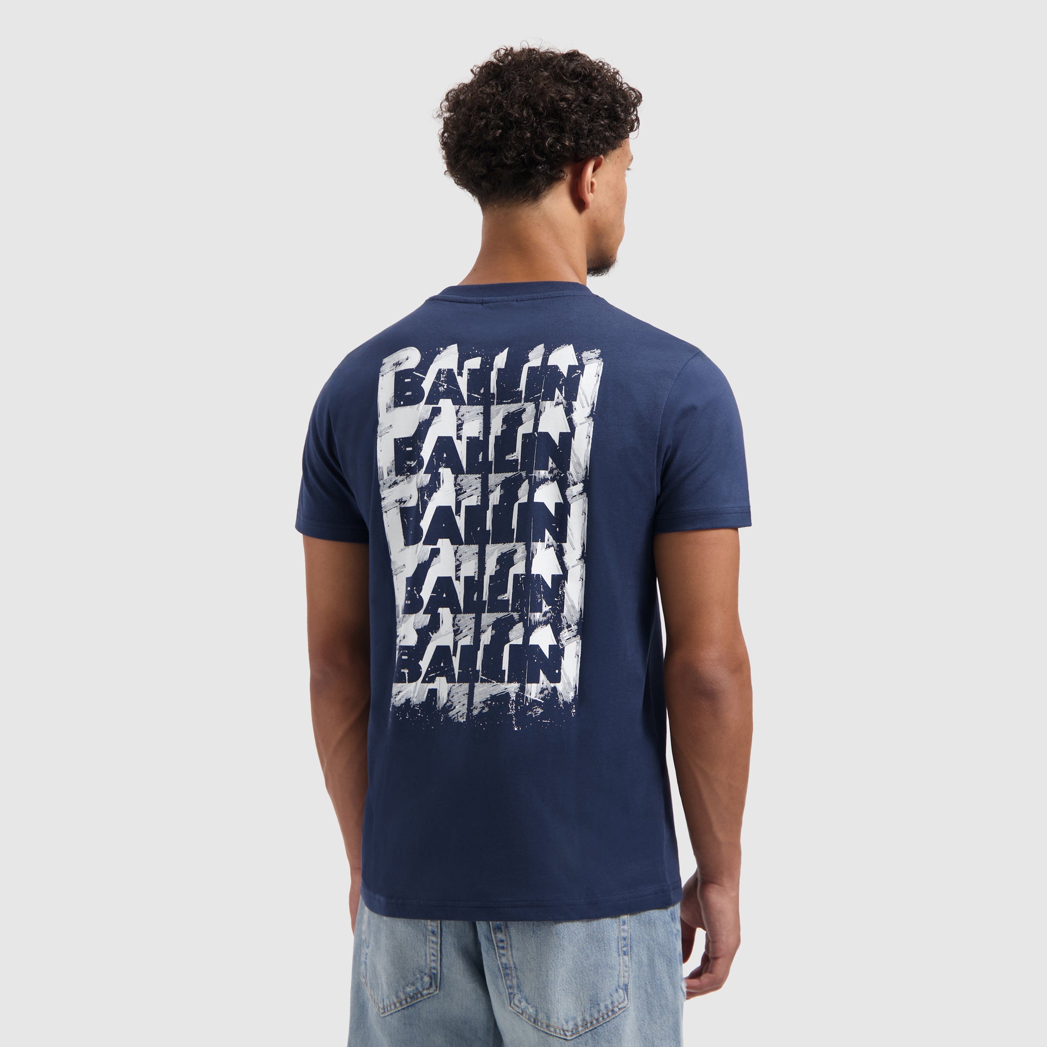 Stacked Outline Logo T-shirt | Navy