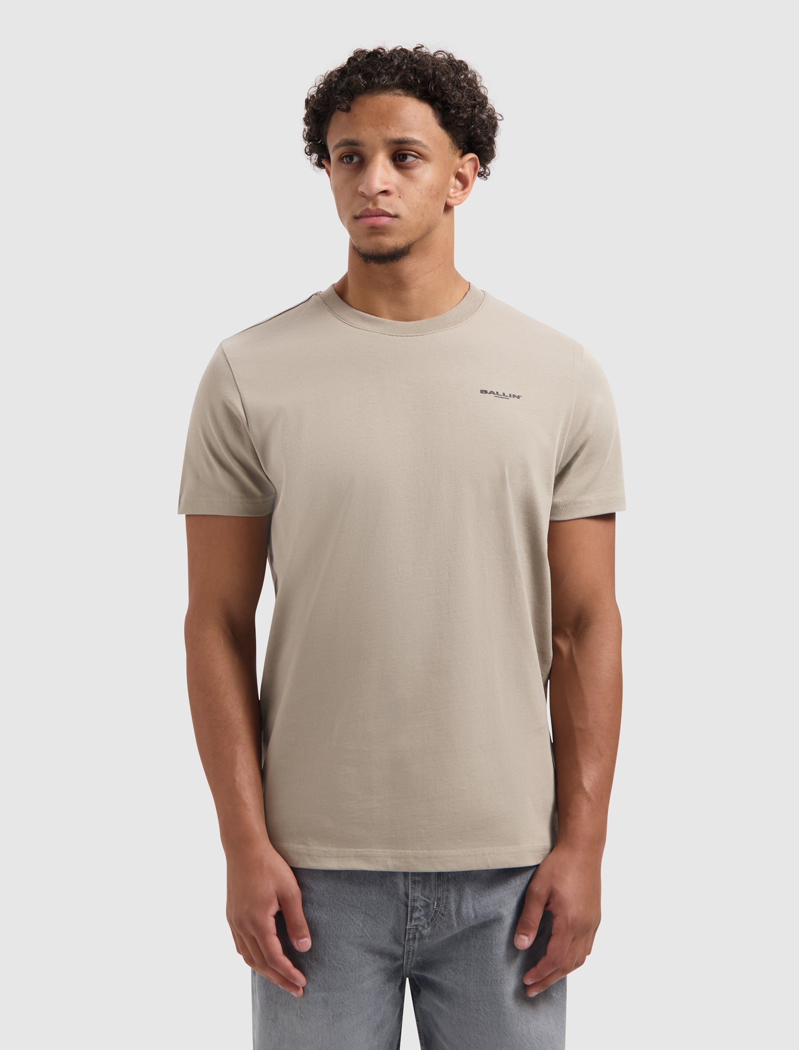 Stacked Outline Logo T-shirt | Taupe