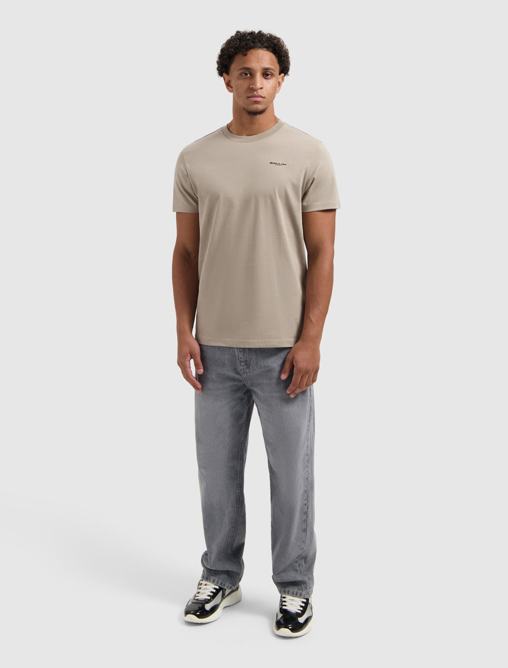 Stacked Outline Logo T-shirt | Taupe
