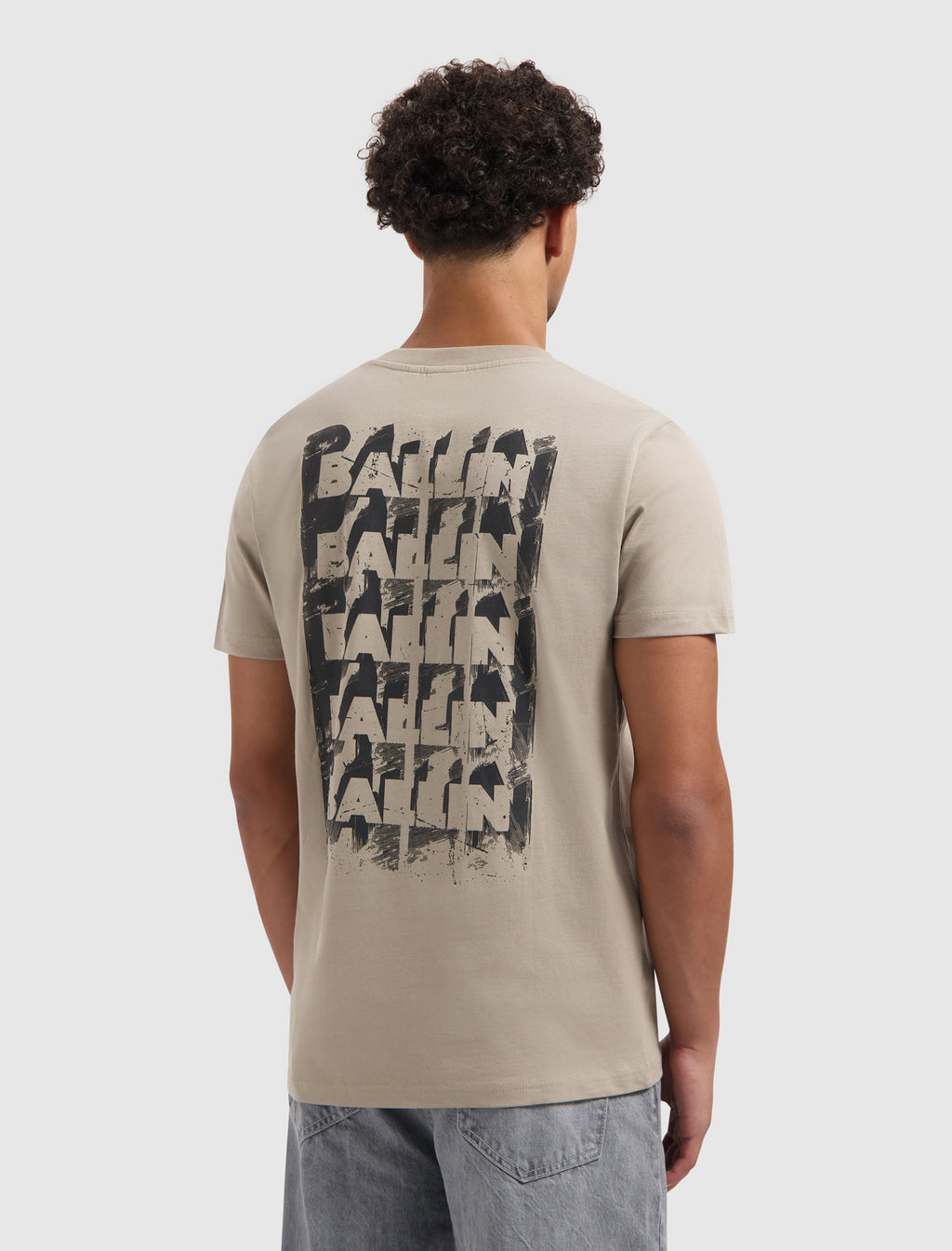 Stacked Outline Logo T-shirt | Taupe
