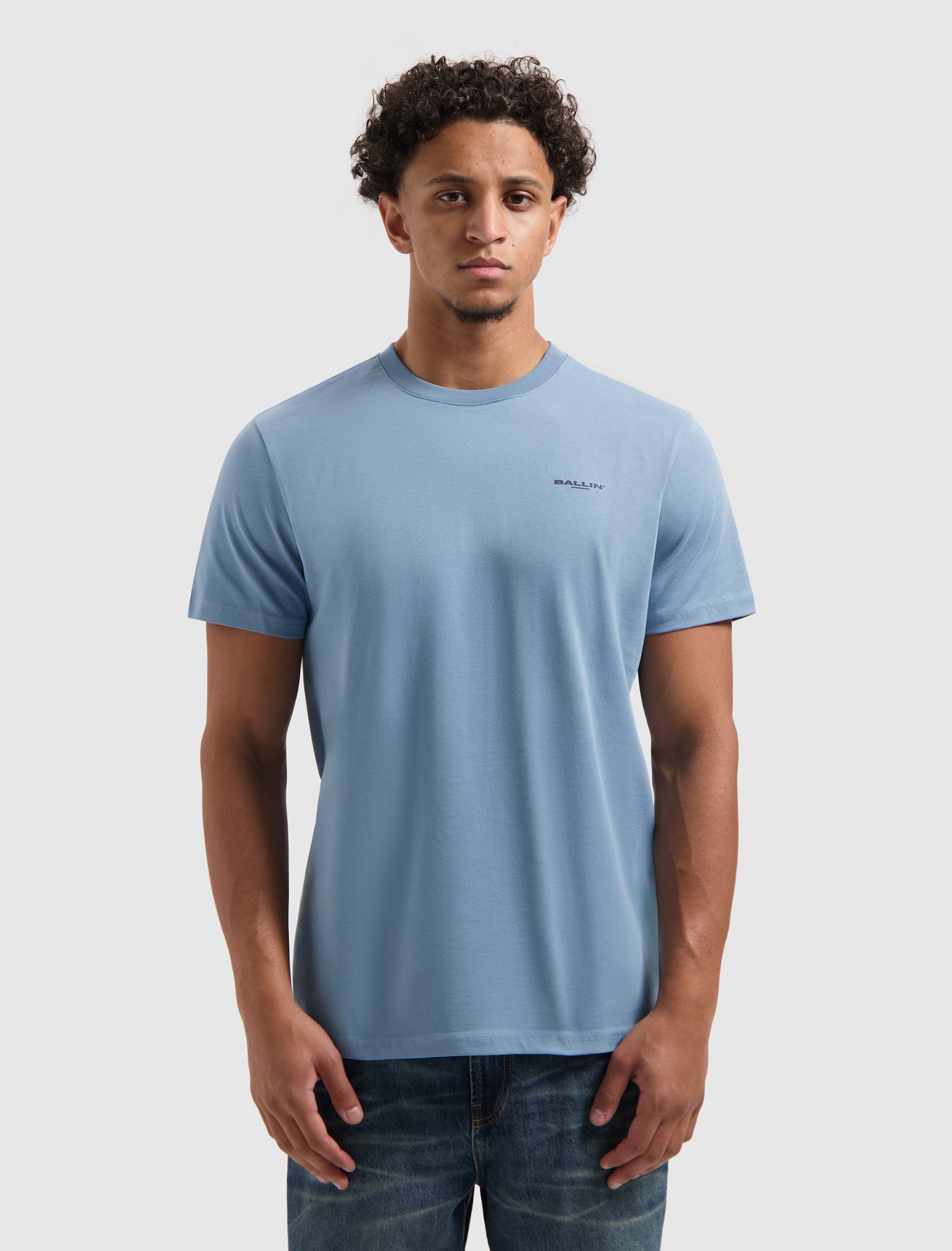 Zig Zag Logo T-shirt | Mid Blue Grey