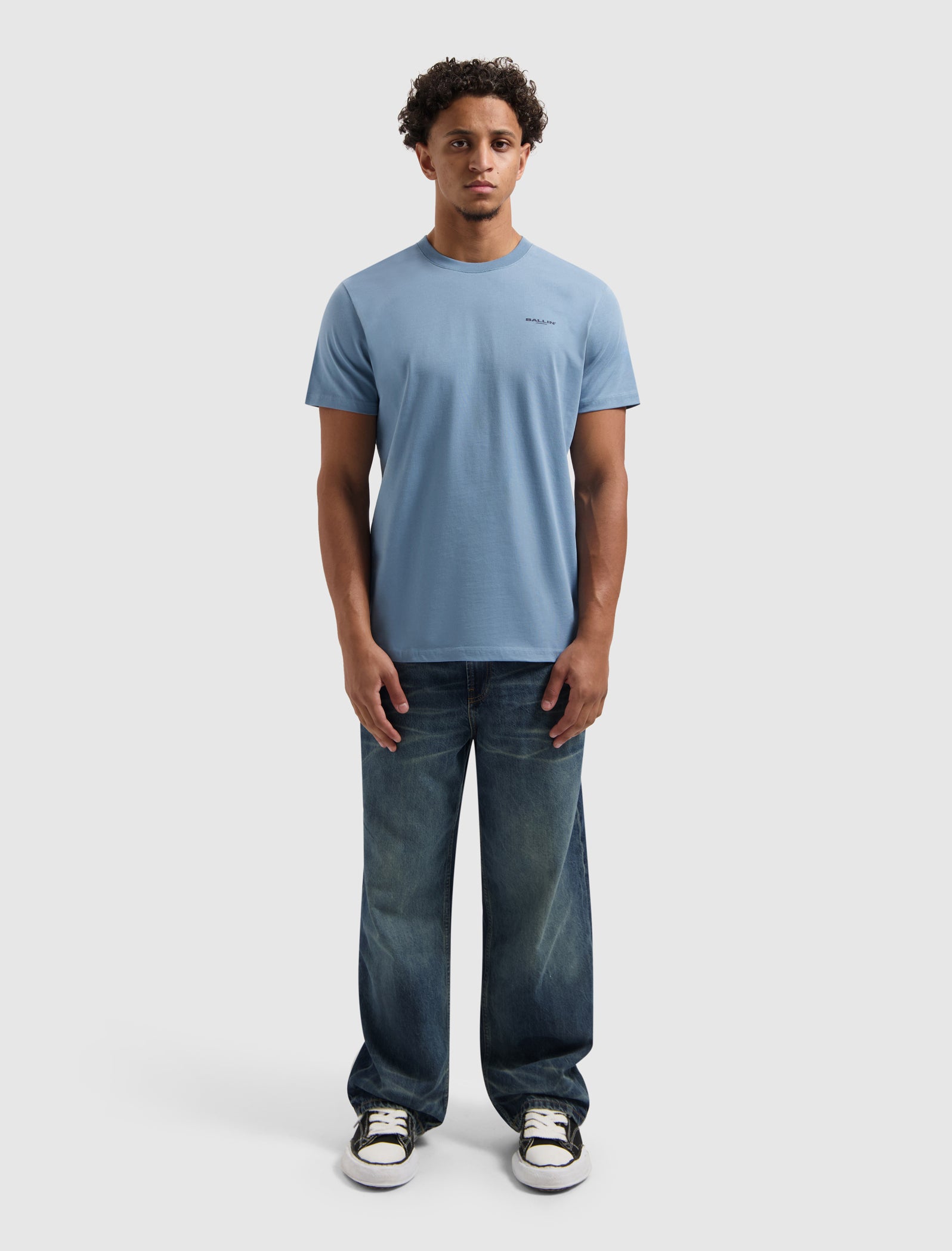 Zig Zag Logo T-shirt | Mid Blue Grey