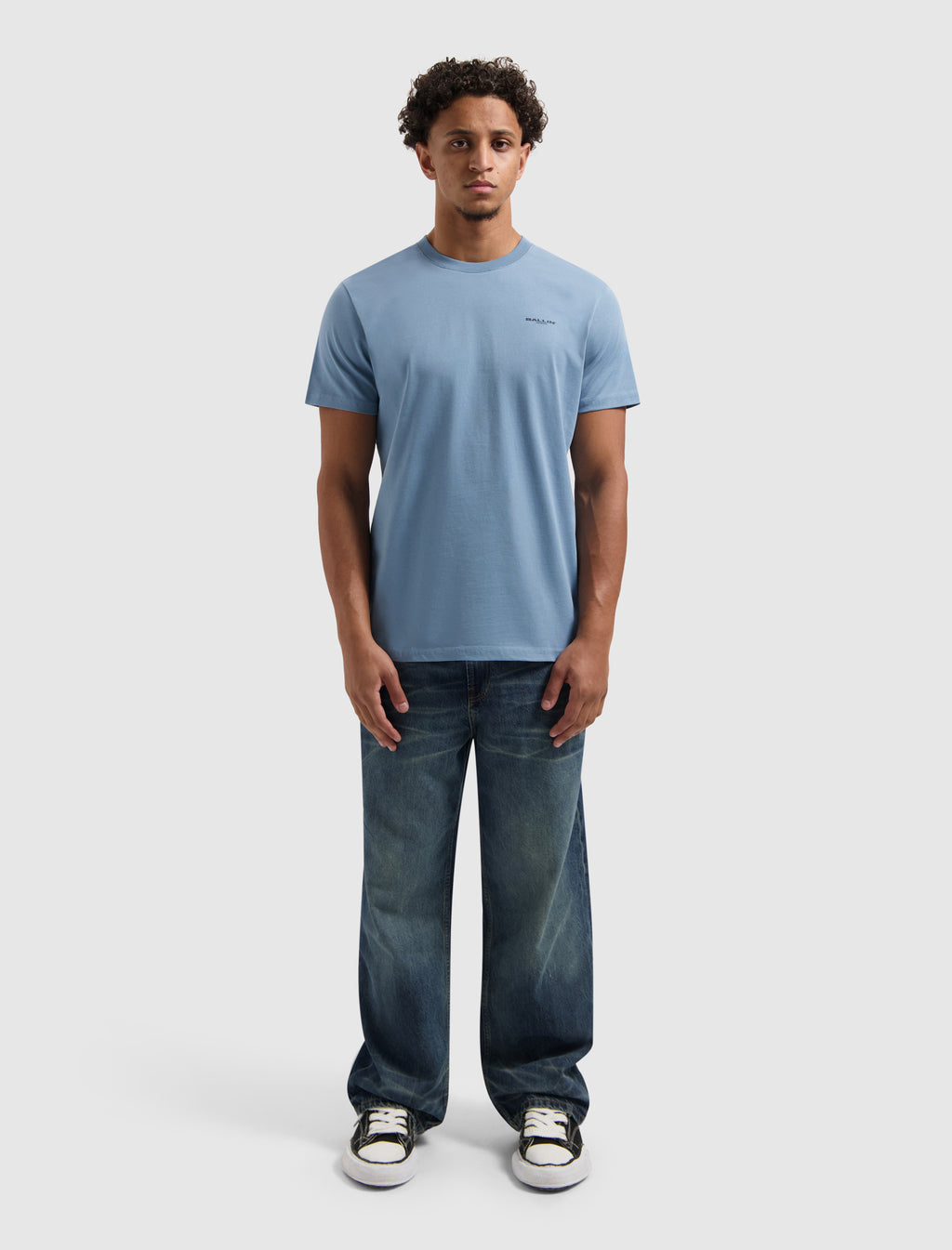 Zig Zag Logo T-shirt | Mid Blue Grey