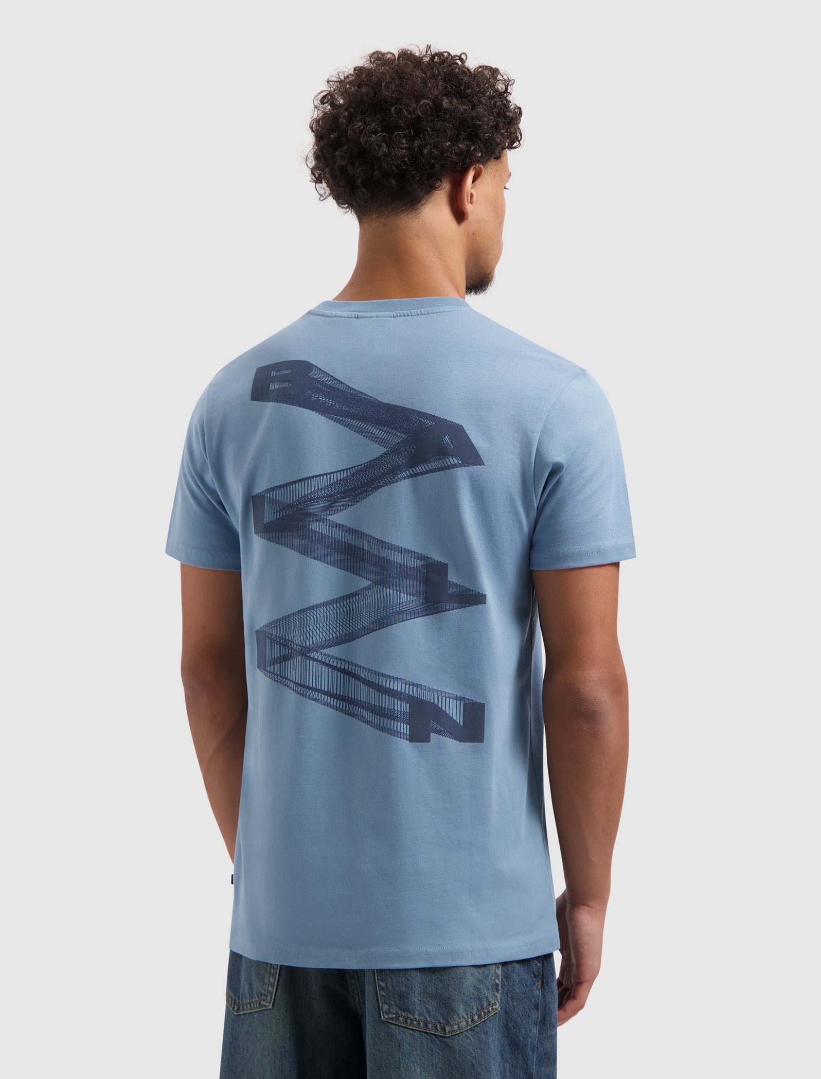 Zig Zag Logo T-shirt | Mid Blue Grey