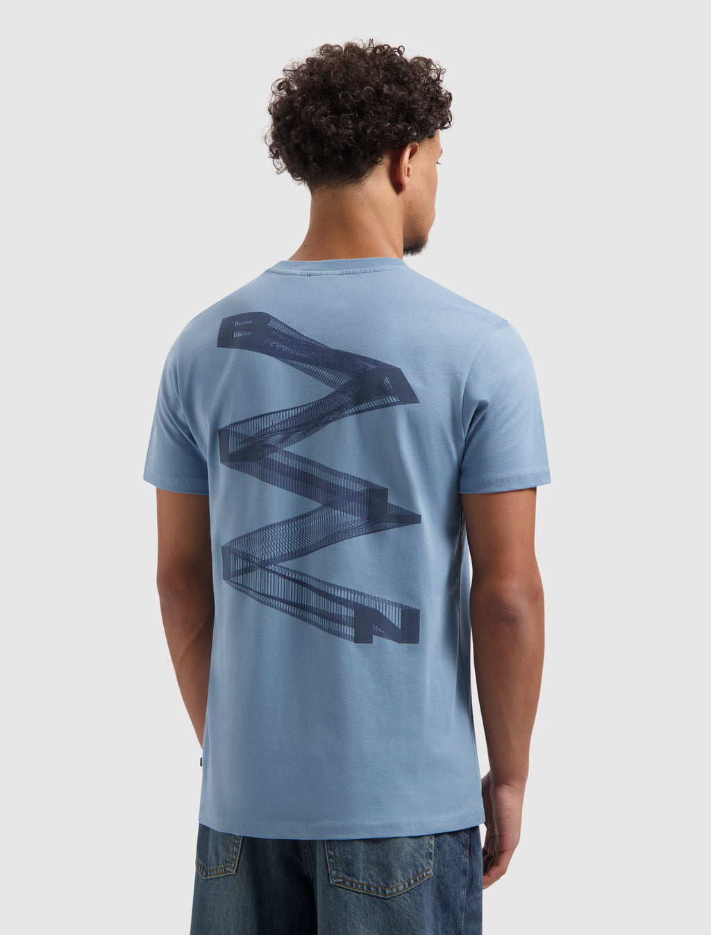 Zig Zag Logo T-shirt | Mid Blue Grey