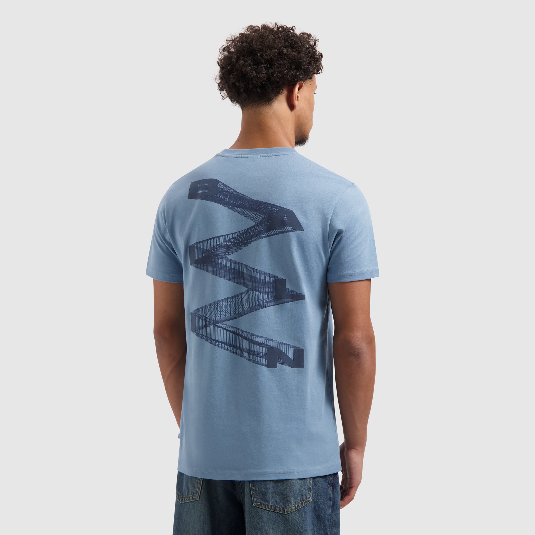 Zig Zag Logo T-shirt | Mid Blue Grey