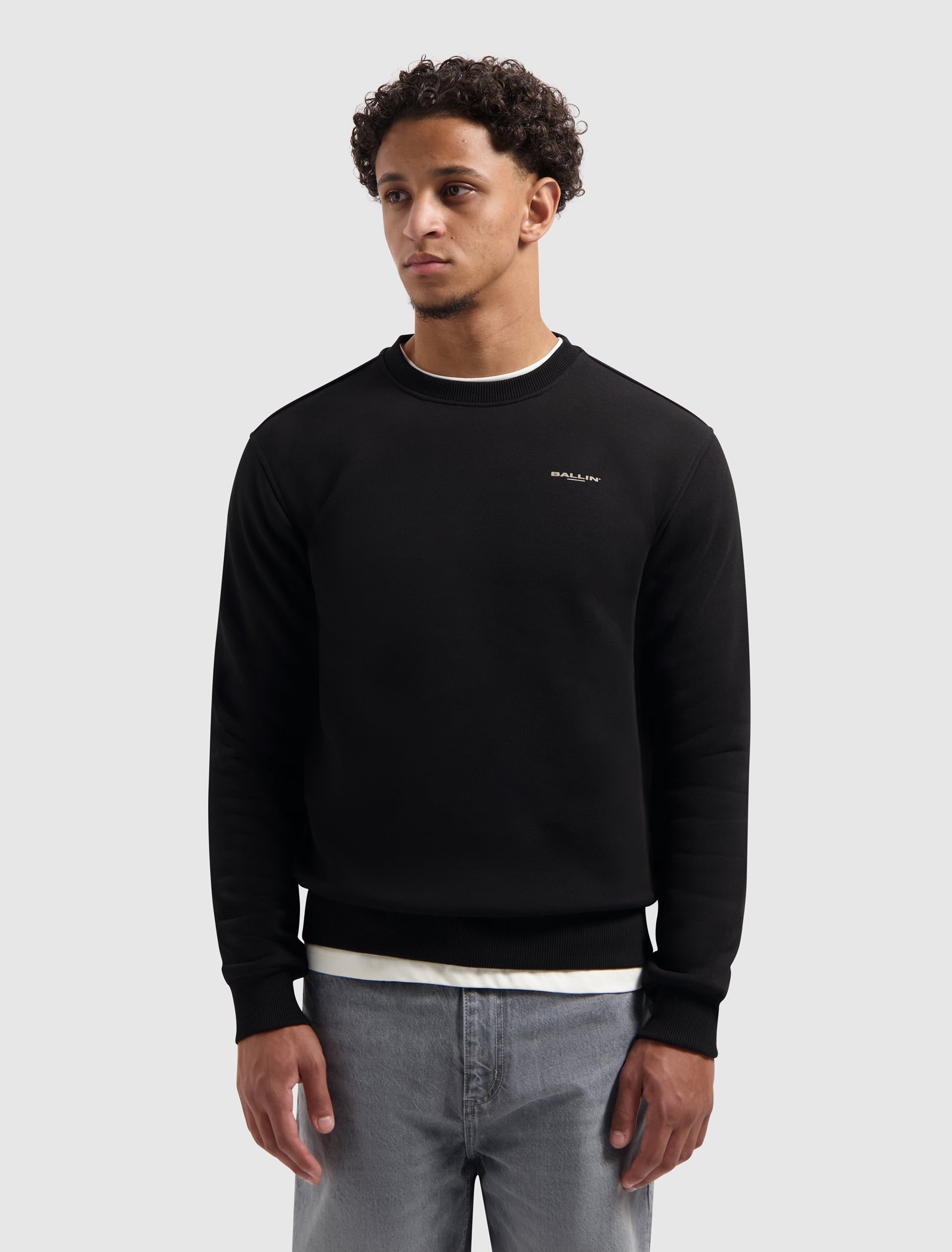 Stacked Outline Logo Sweater | Black