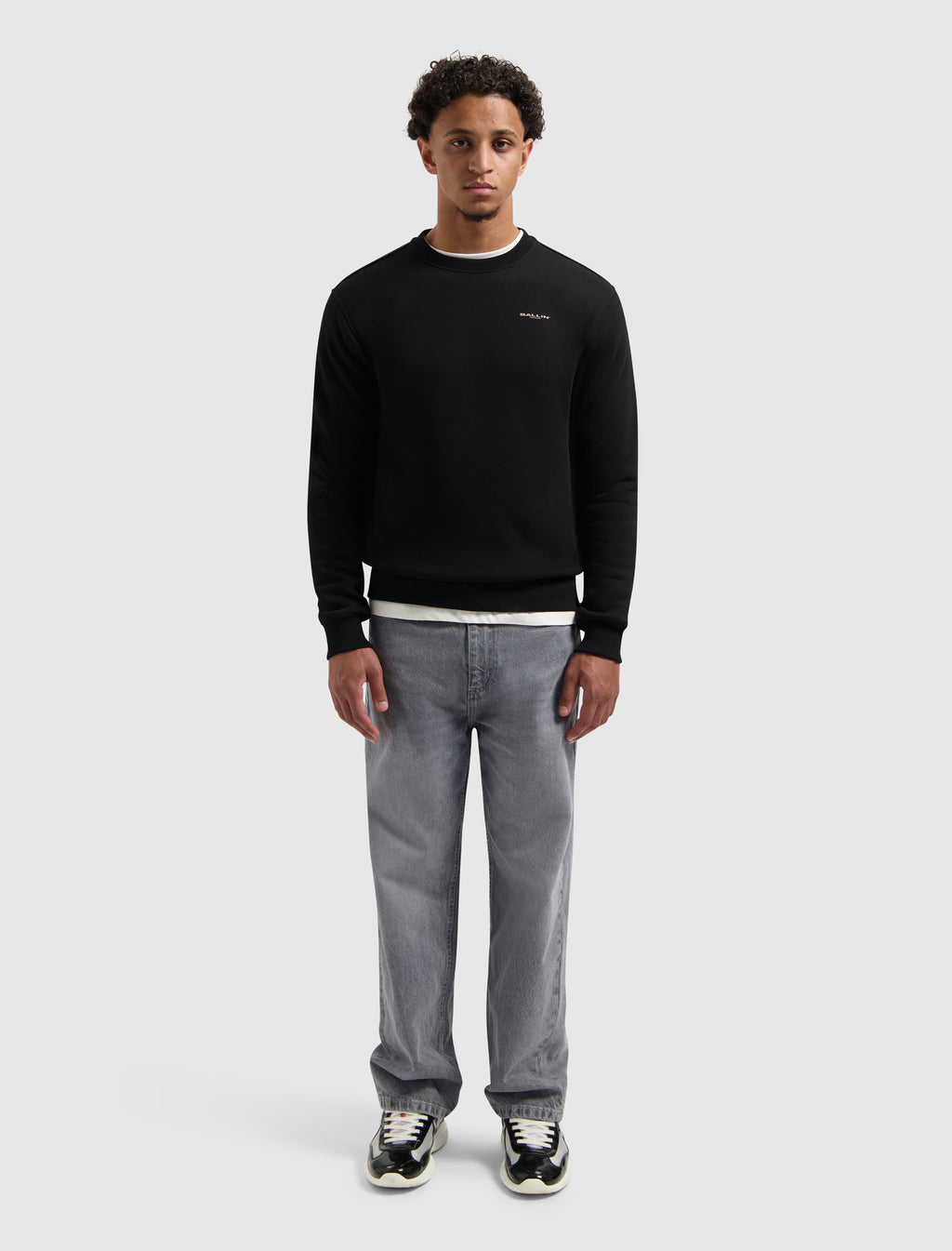 Stacked Outline Logo Sweater | Black