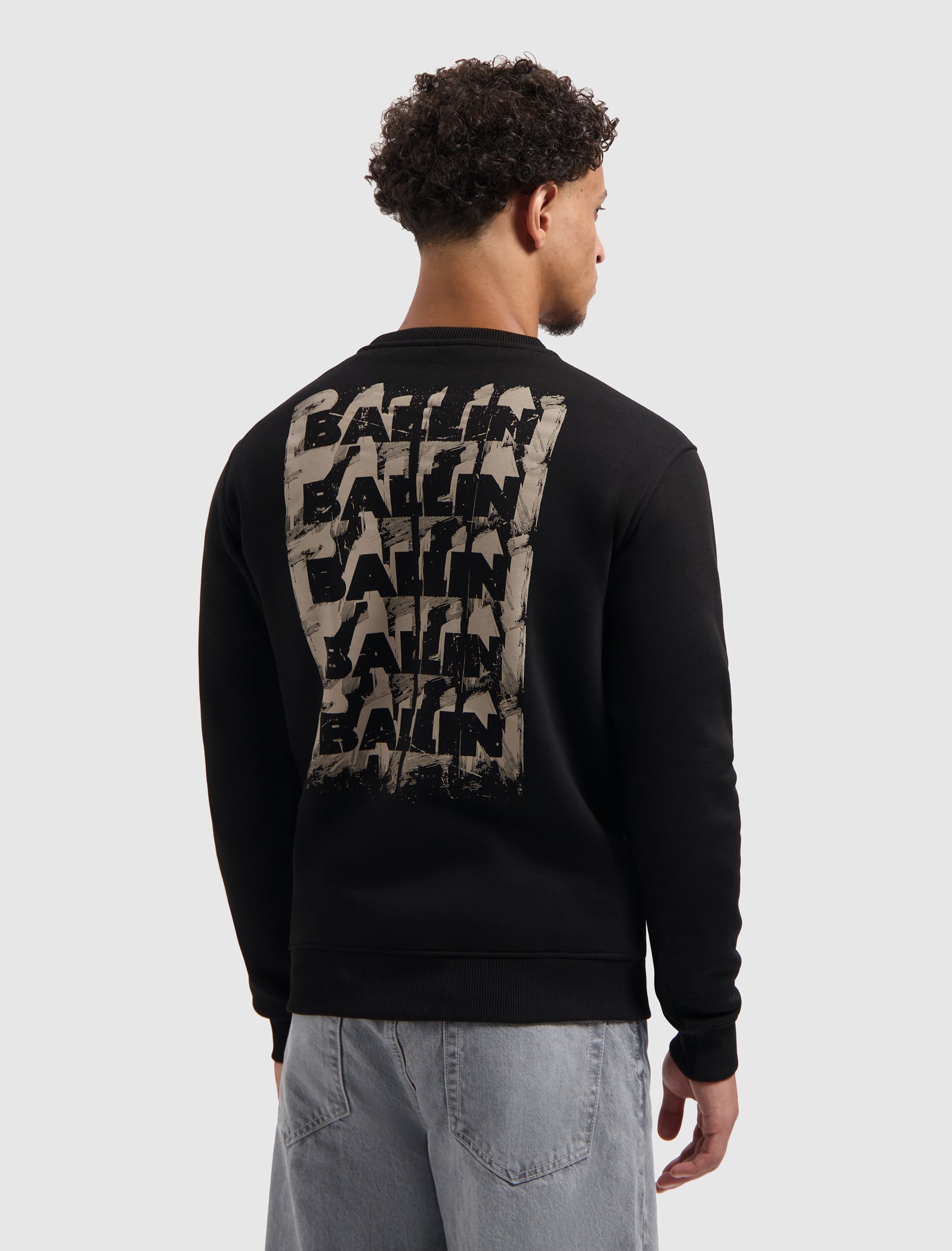 Stacked Outline Logo Sweater | Black