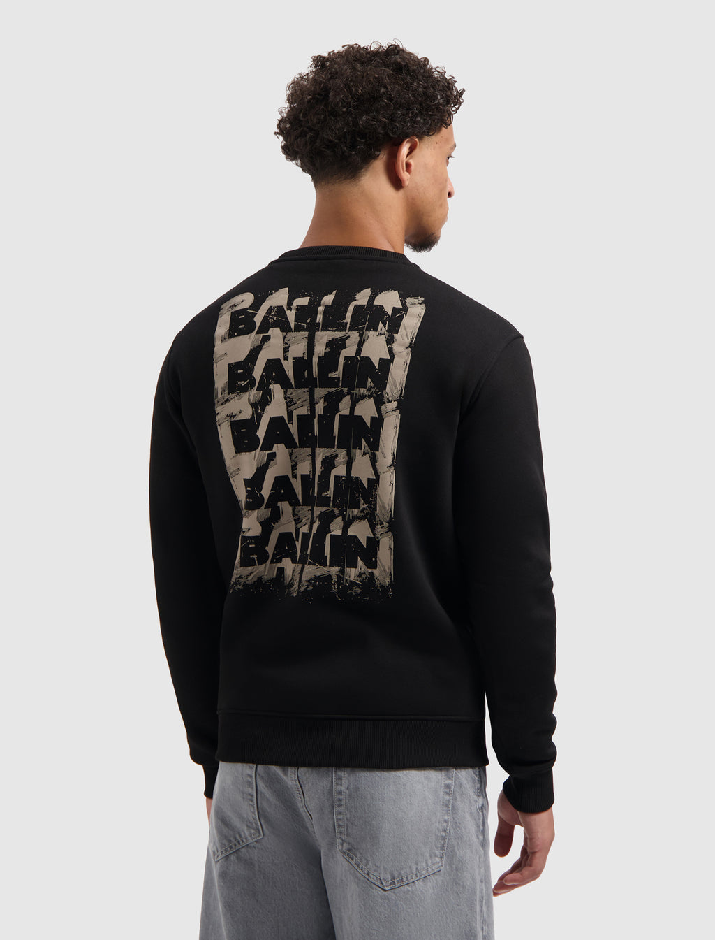Stacked Outline Logo Sweater | Black